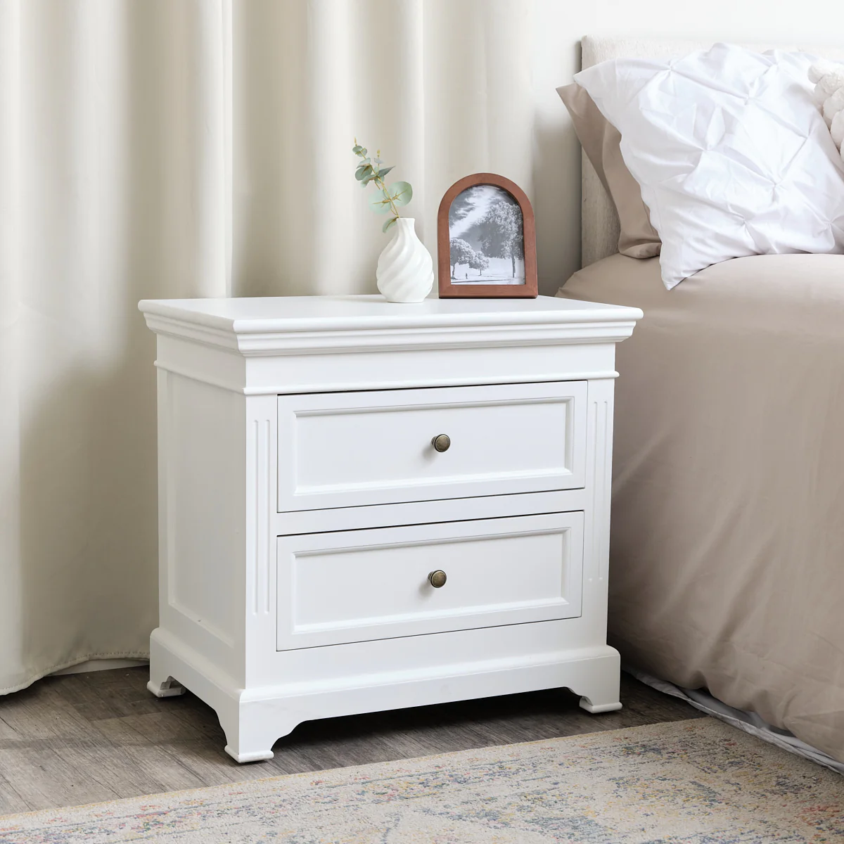 Pair Of Large White Two Drawer Bedside Tables - Daventry White Range - Image 4