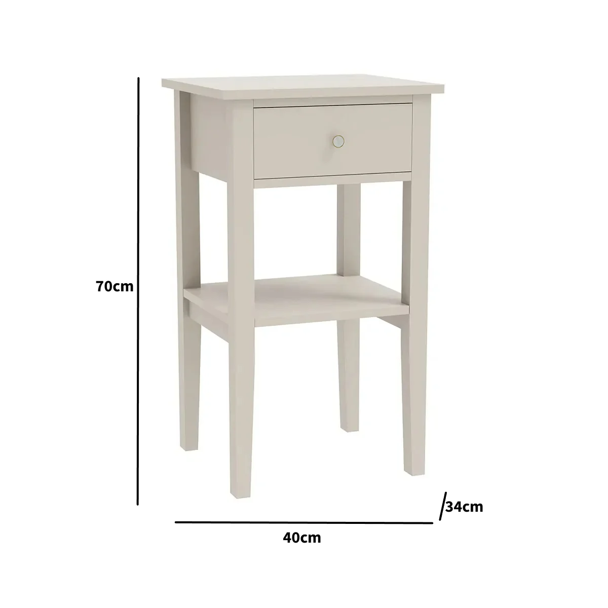 Pair of One Drawer Bedside Table - Abbey Pale Ivory Range - Image 5
