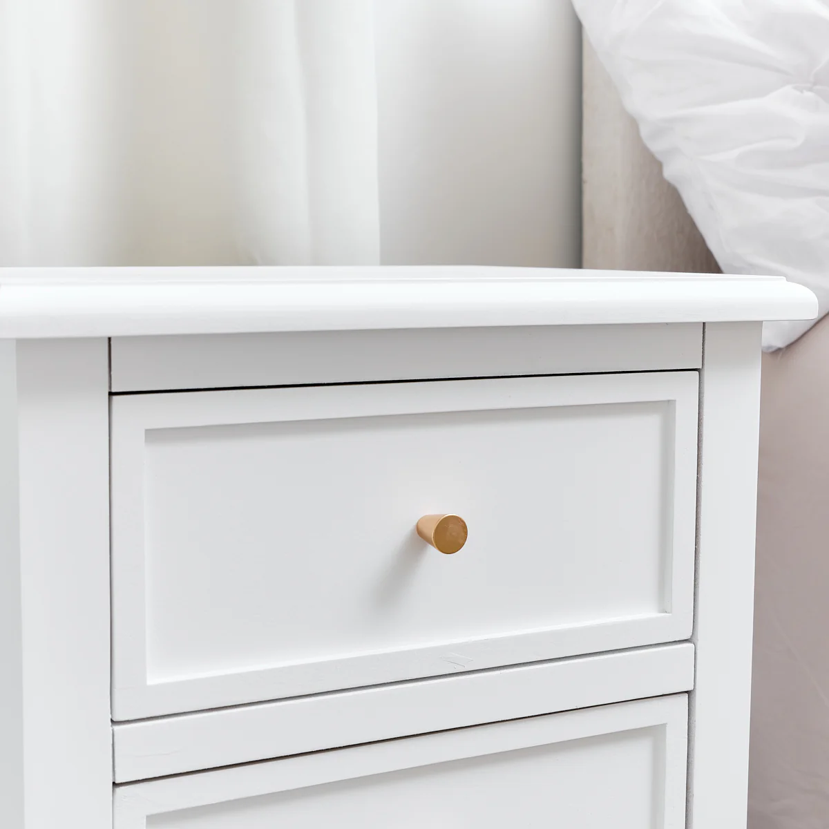 Pair of Scalloped 3 Drawer Bedside Tables - Staunton White Range - Image 4
