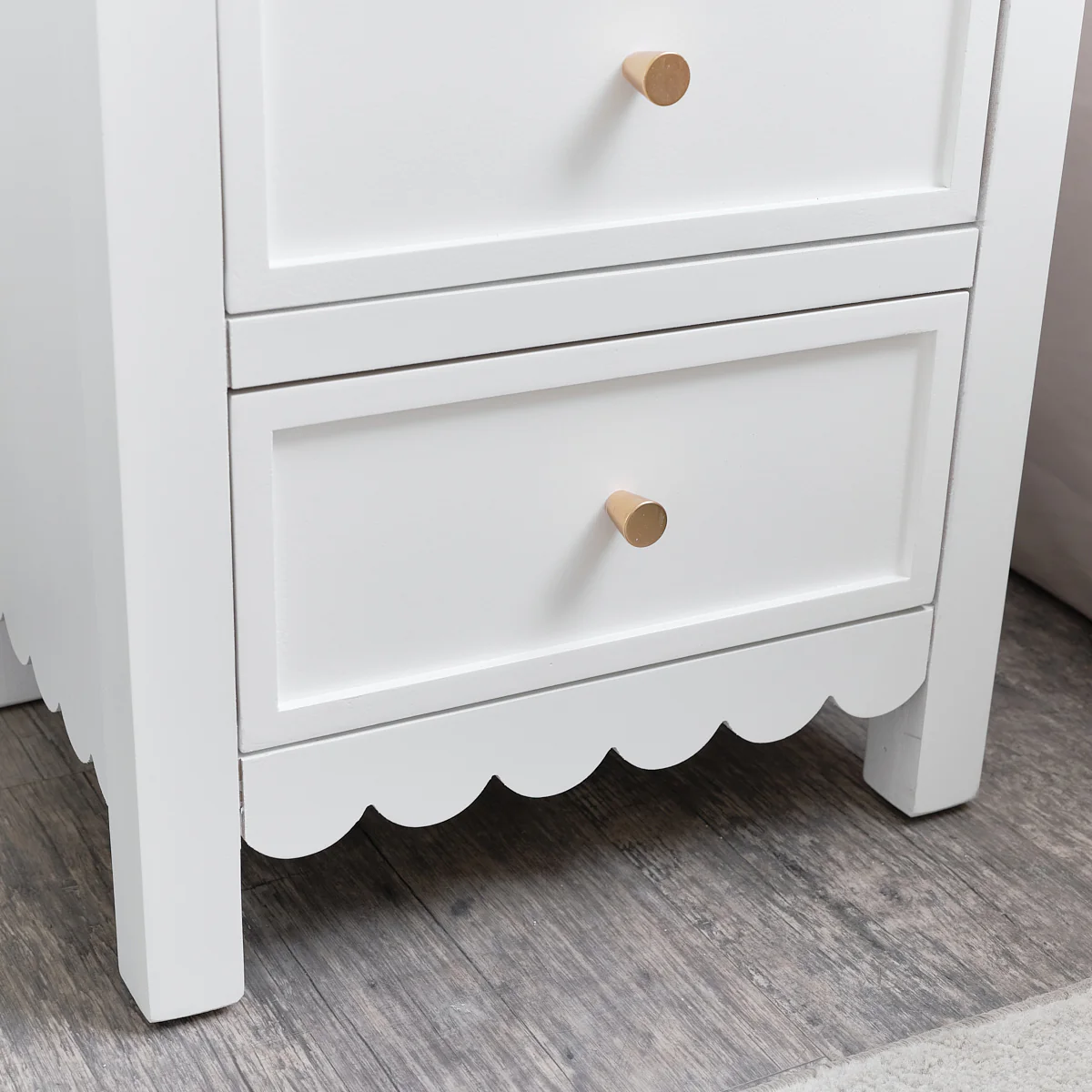 Pair of Scalloped 3 Drawer Bedside Tables - Staunton White Range - Image 5