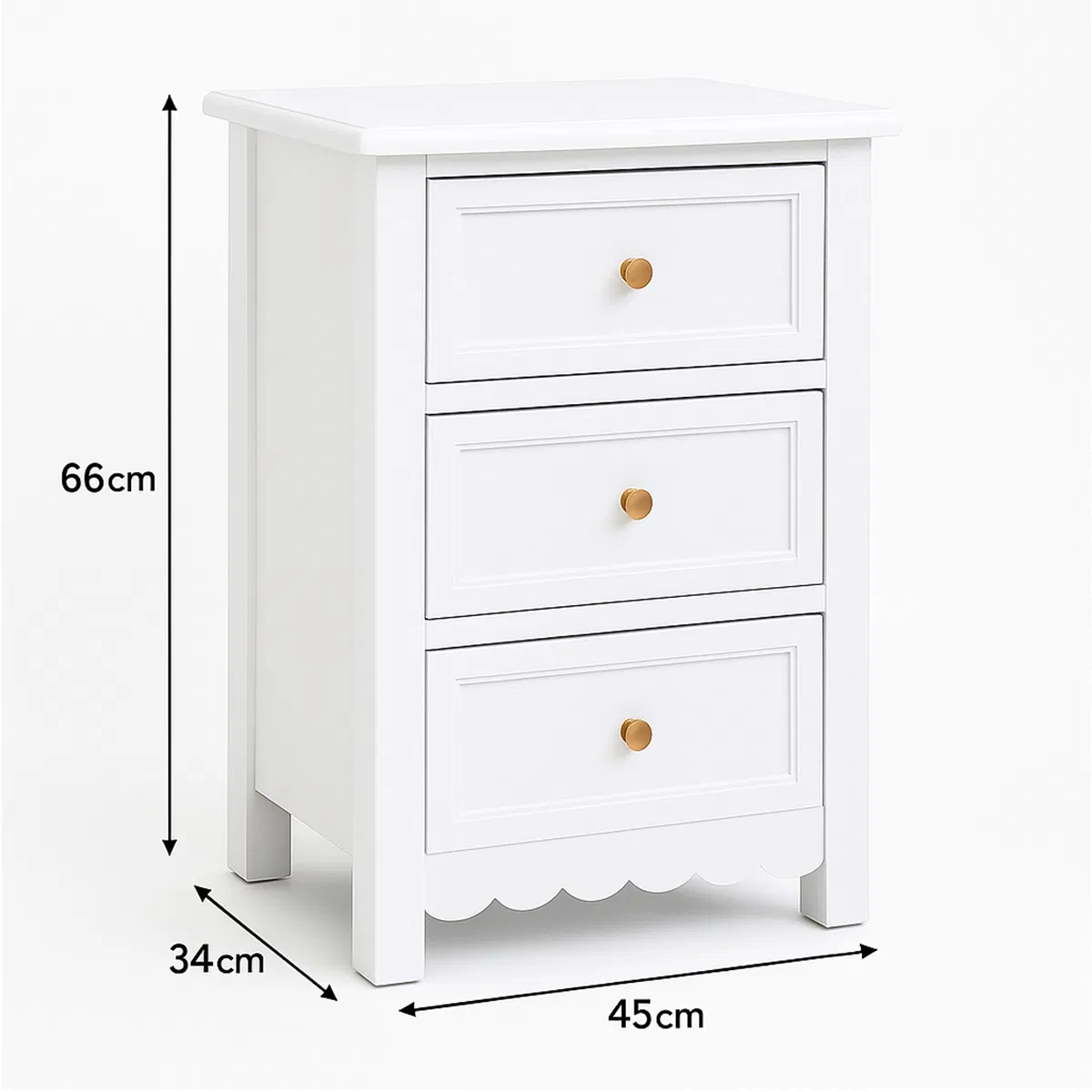 Pair of Scalloped 3 Drawer Bedside Tables - Staunton White Range - Image 7