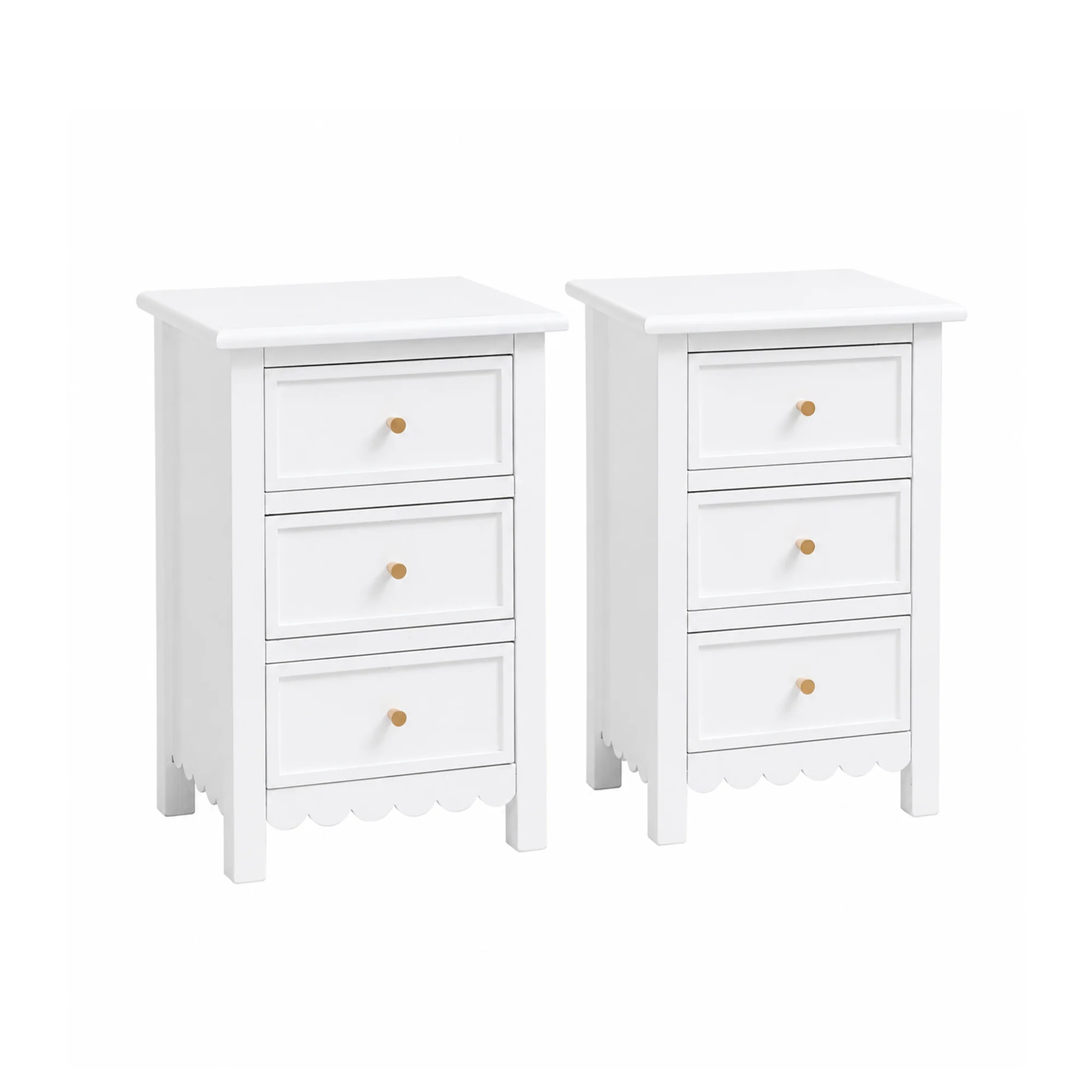 Pair of Scalloped 3 Drawer Bedside Tables - Staunton White Range - Image 8