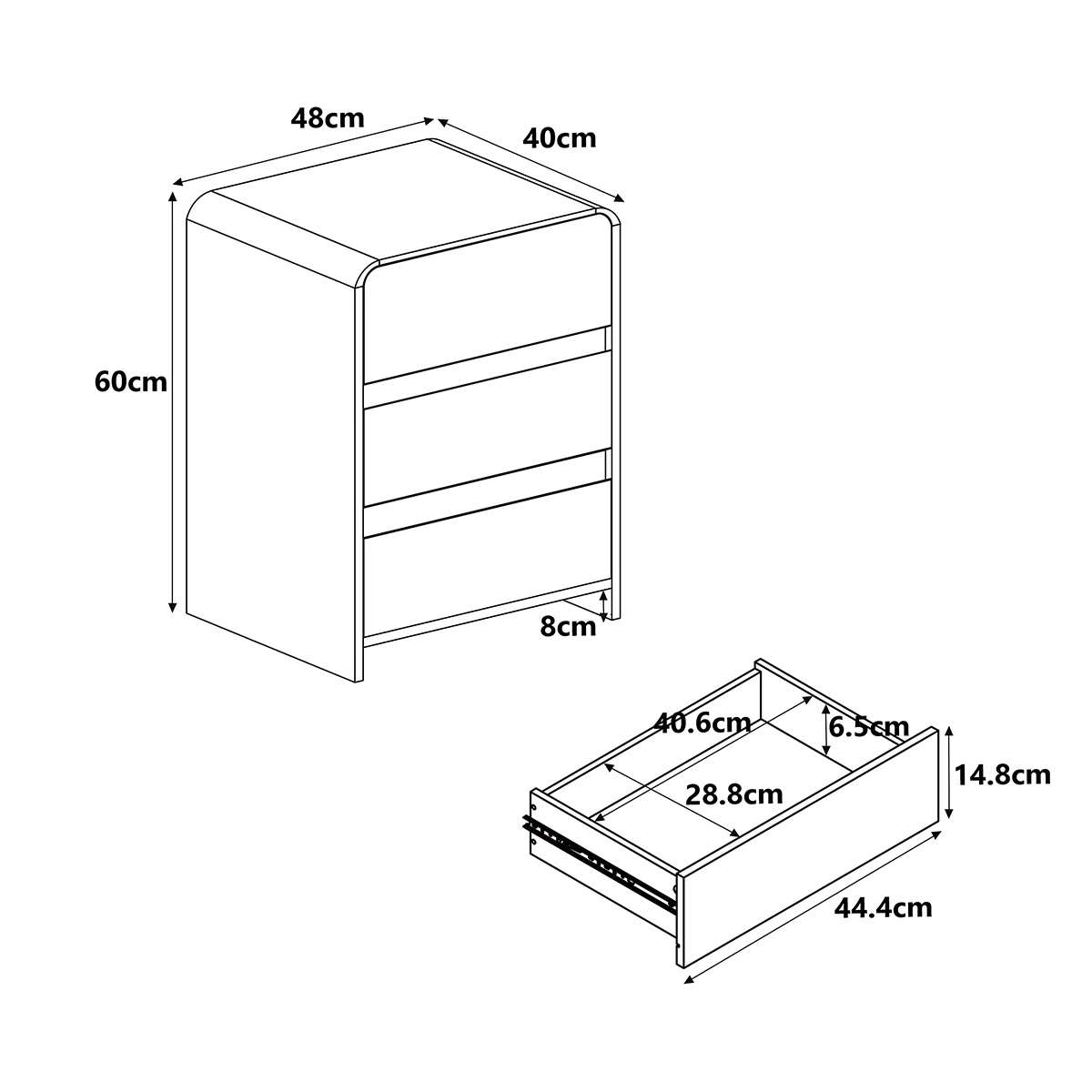 Pair of Walnut Brown 3 Drawer Bedside Tables - Meridian Walnut Range - Image 5