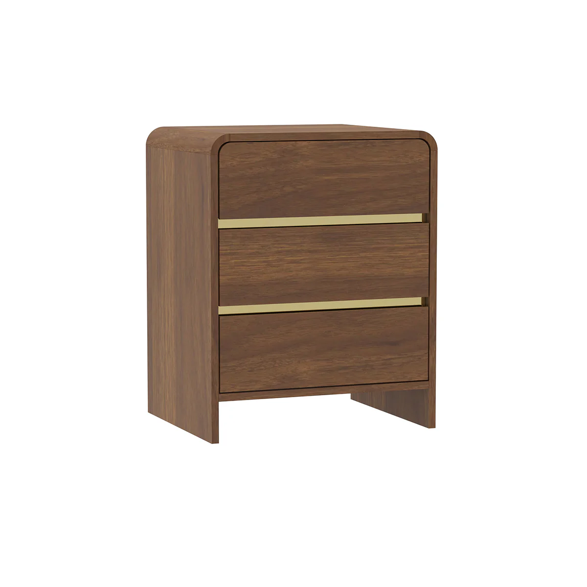 Pair of Walnut Brown 3 Drawer Bedside Tables - Meridian Walnut Range - Image 6