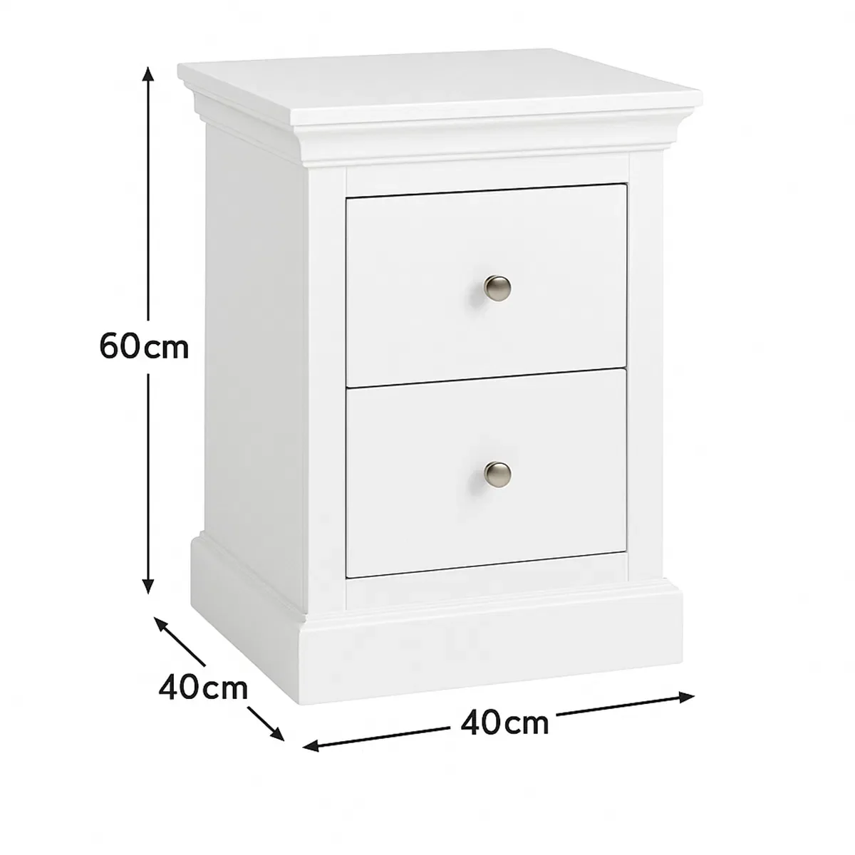 Pair of White 2 Drawer Bedside Tables - Slimline Haxey White Range - Image 5