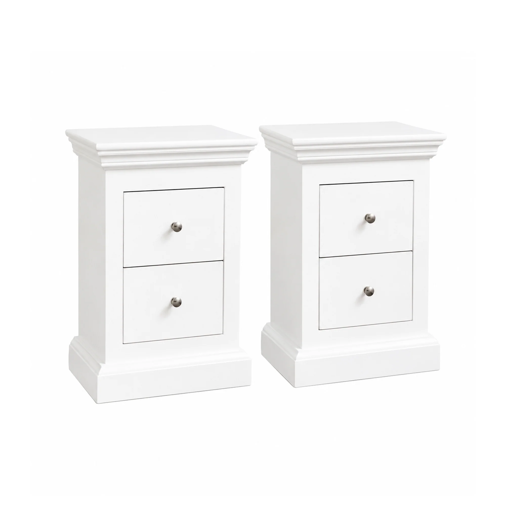 Pair of White 2 Drawer Bedside Tables - Slimline Haxey White Range - Image 6