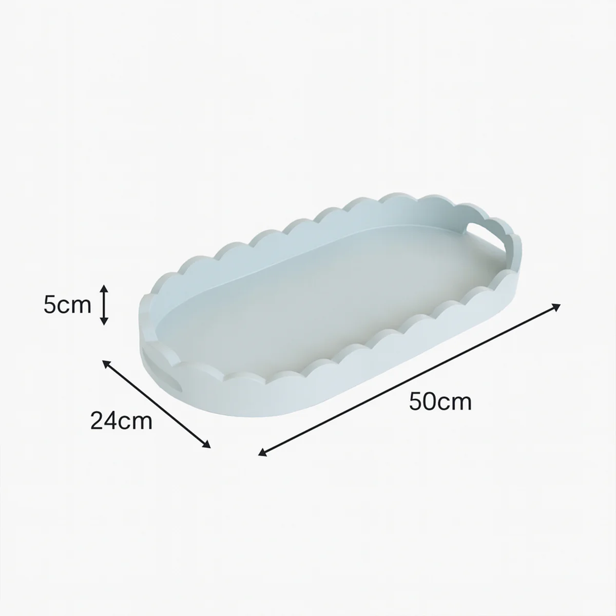 Pale Blue Oblong Scalloped Tray - 50cm - Image 5