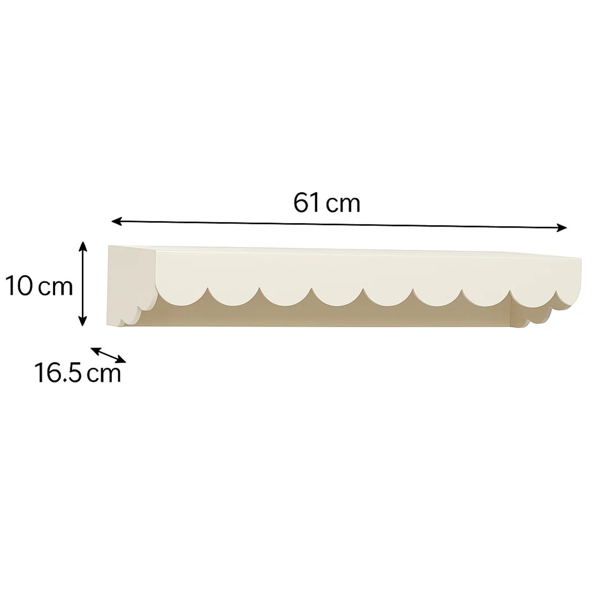 Large Pale Taupe Scalloped Wall Storage Shelf - 61cm - Image 7