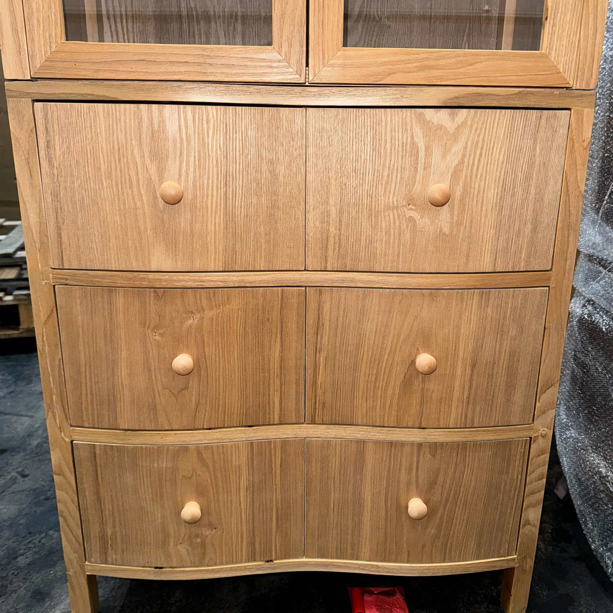 Pale Wood Curved Display Cabinet - Austin Wood Range - Damaged Seconds - Image 11