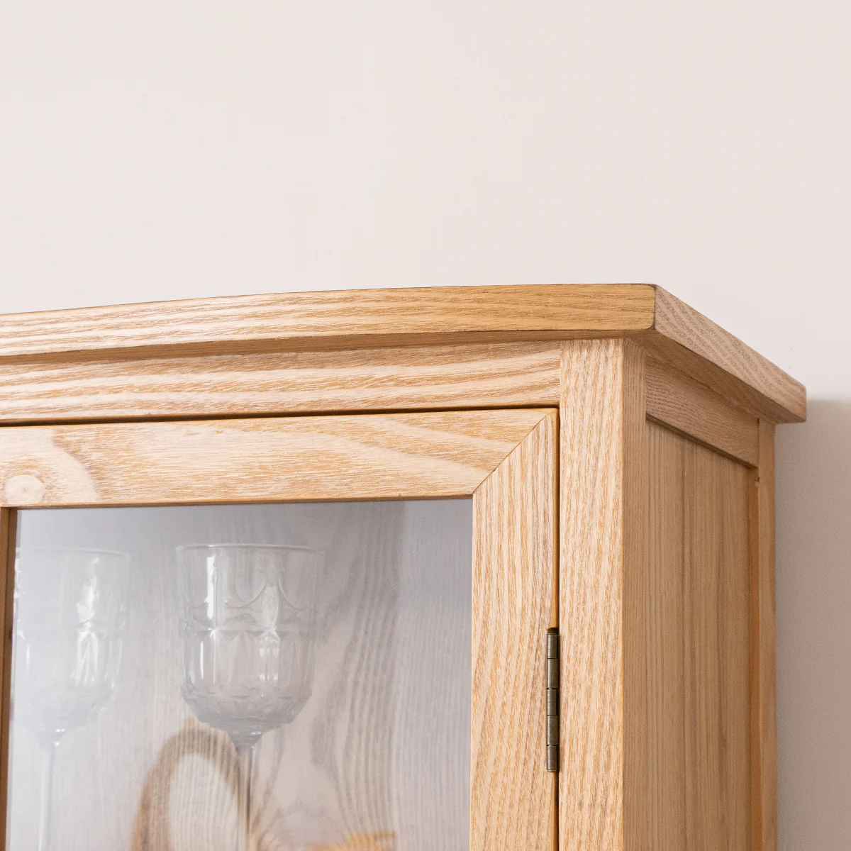 Pale Wood Curved Display Cabinet - Austin Wood Range - Damaged Seconds - Image 3