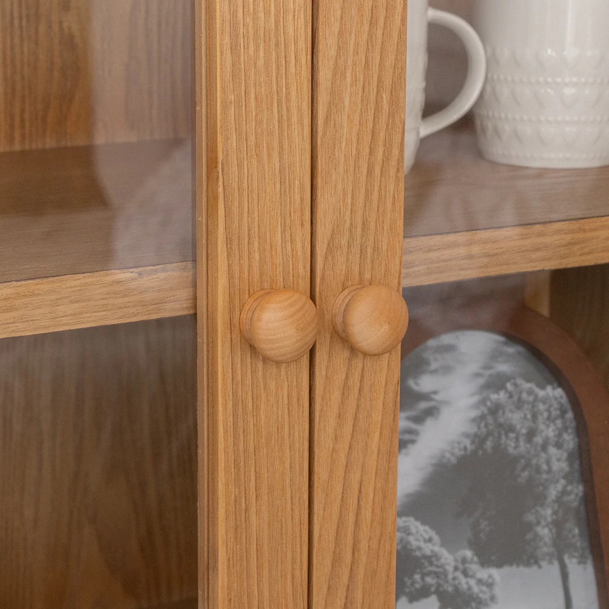 Pale Wood Curved Display Cabinet - Austin Wood Range - Image 4
