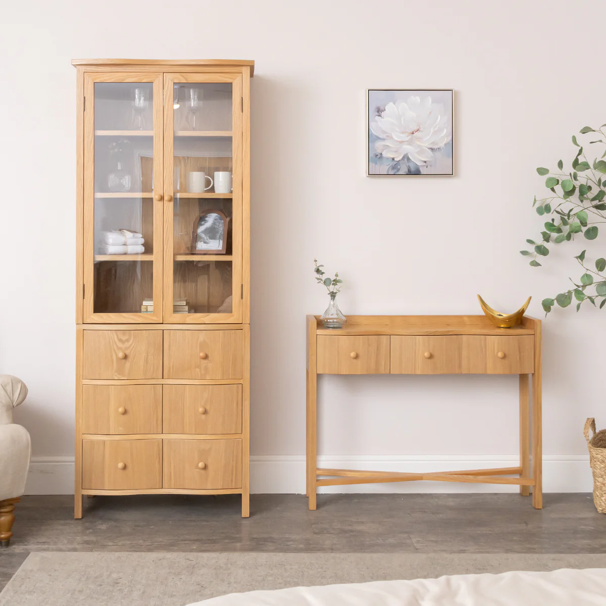 Pale Wood Curved Display Cabinet - Austin Wood Range - Image 7
