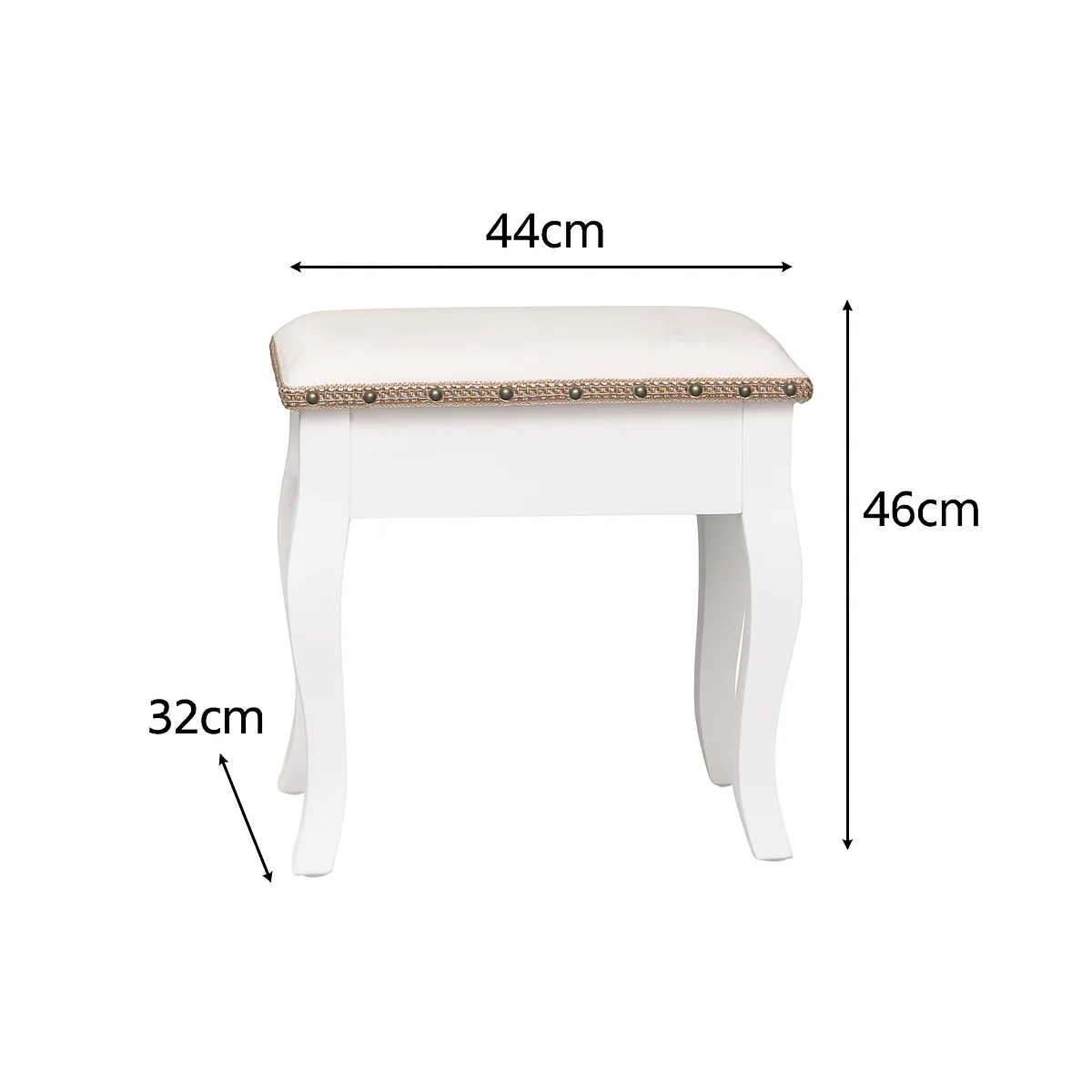 Antique White Dressing Table Desk with Triple Mirror and Stool - Pays Blanc Range - Image 12