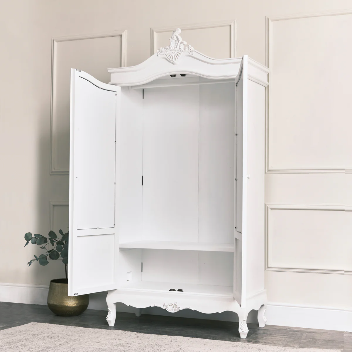 Antique White Mirrored Wardrobe - Pays Blanc Range - Image 5