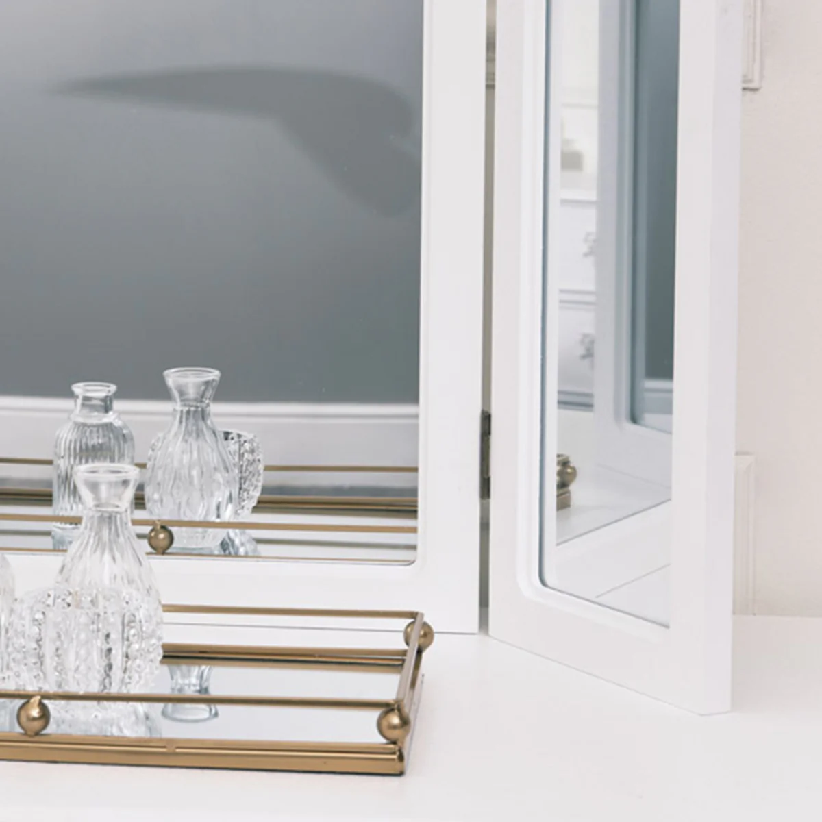 Antique White Triple Dressing Table Mirror - Pays Blanc Range - Image 4