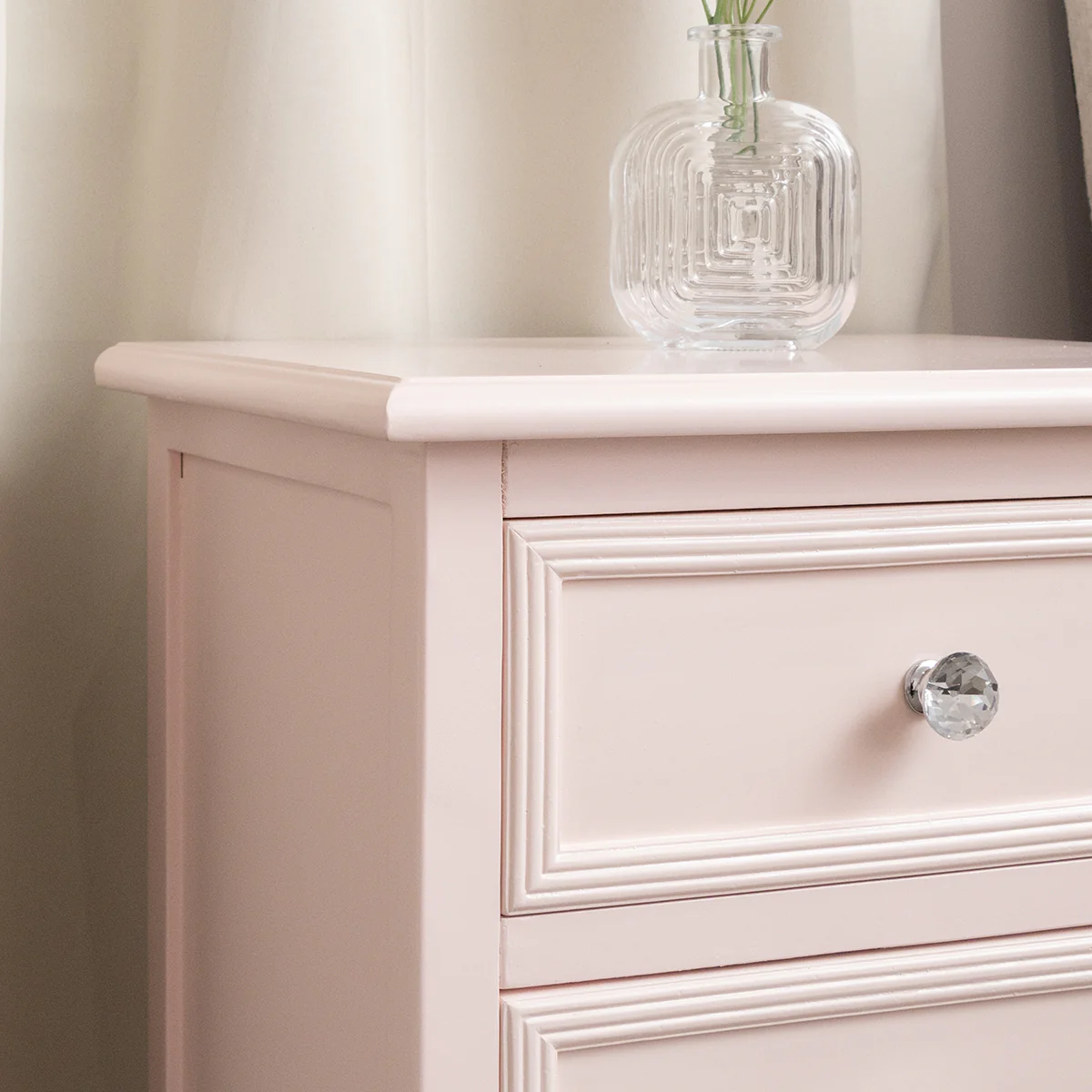 Pair of Pink 3 Drawer Bedside Tables - Sophia Pink Range - Image 2