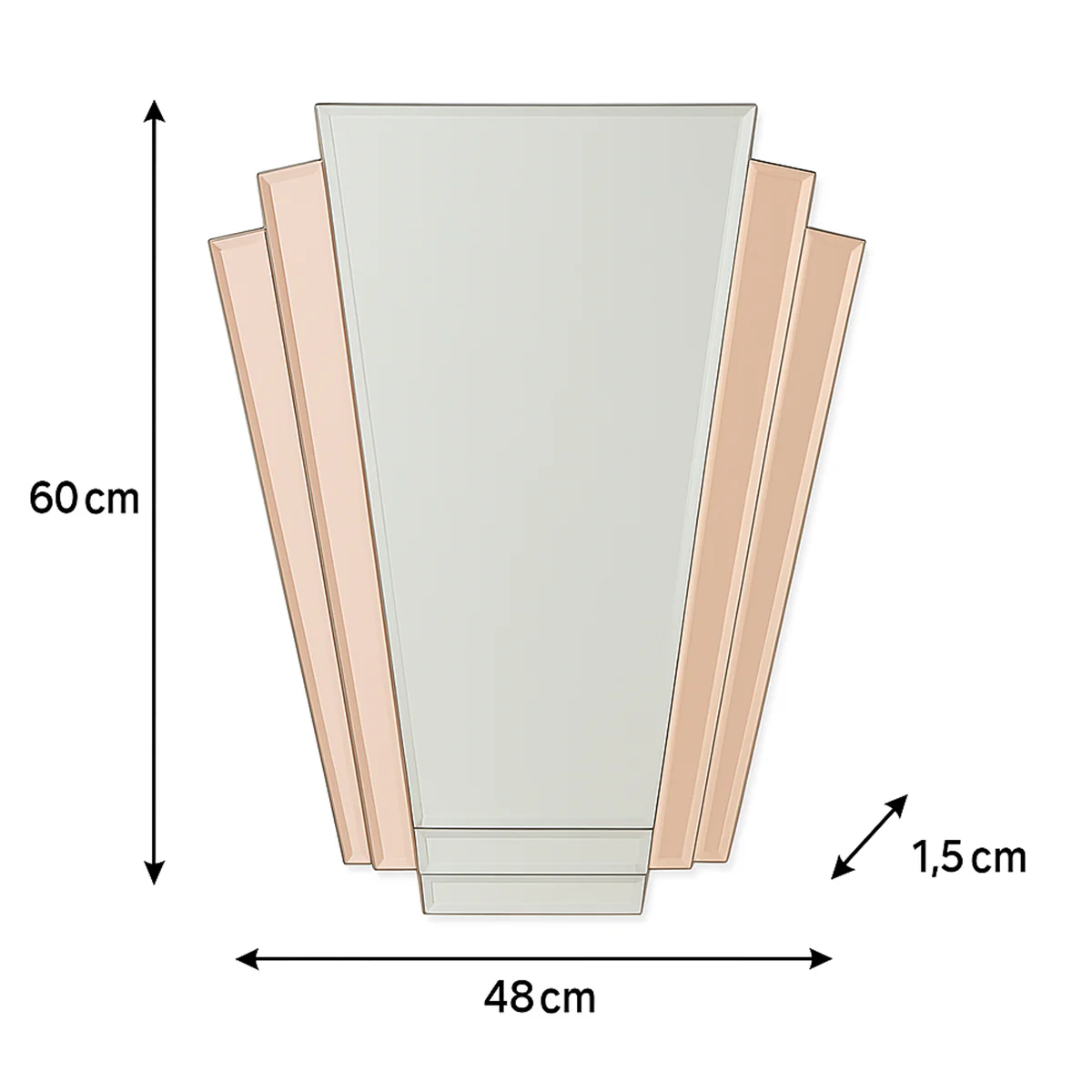 Pink Art Deco Fan Wall Mirror - 60cm x 48cm - Image 7