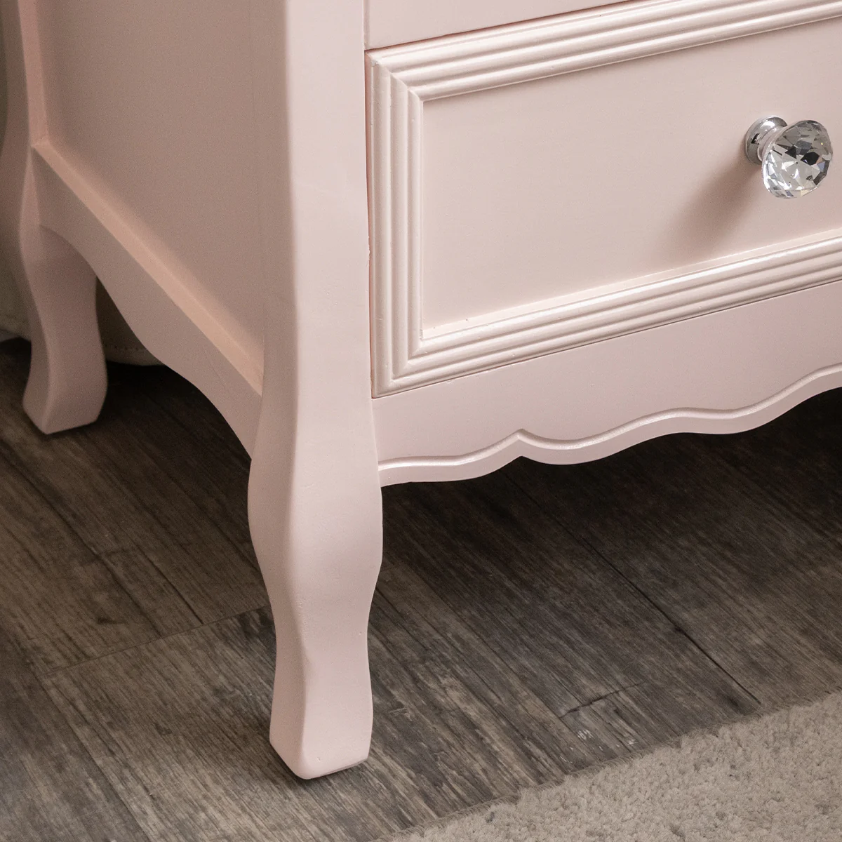 Pink Dressing Table, Mirror, Stool & Pair Bedside Tables - Sophia Pink Range - Image 5