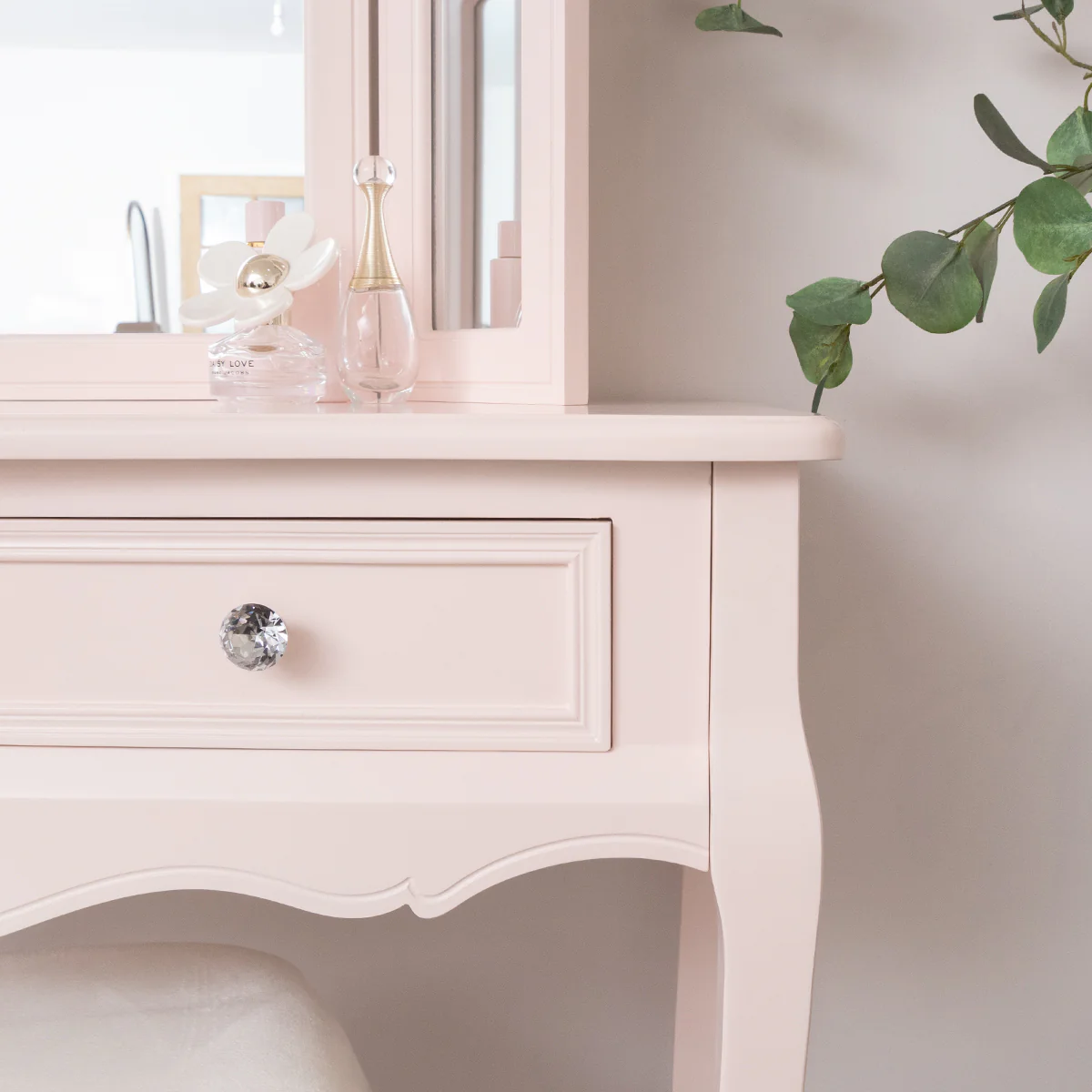 Pink Dressing Table, Mirror, Stool Set - Sophia Pink Range - Image 5
