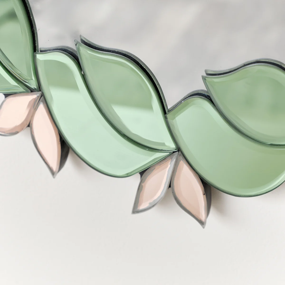 Pink & Green Oval Floral Art Deco Wall Mirror 80cm x 49cm - Image 3