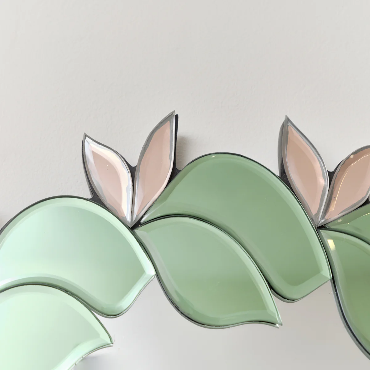 Pink & Green Oval Floral Art Deco Wall Mirror 80cm x 49cm - Image 4