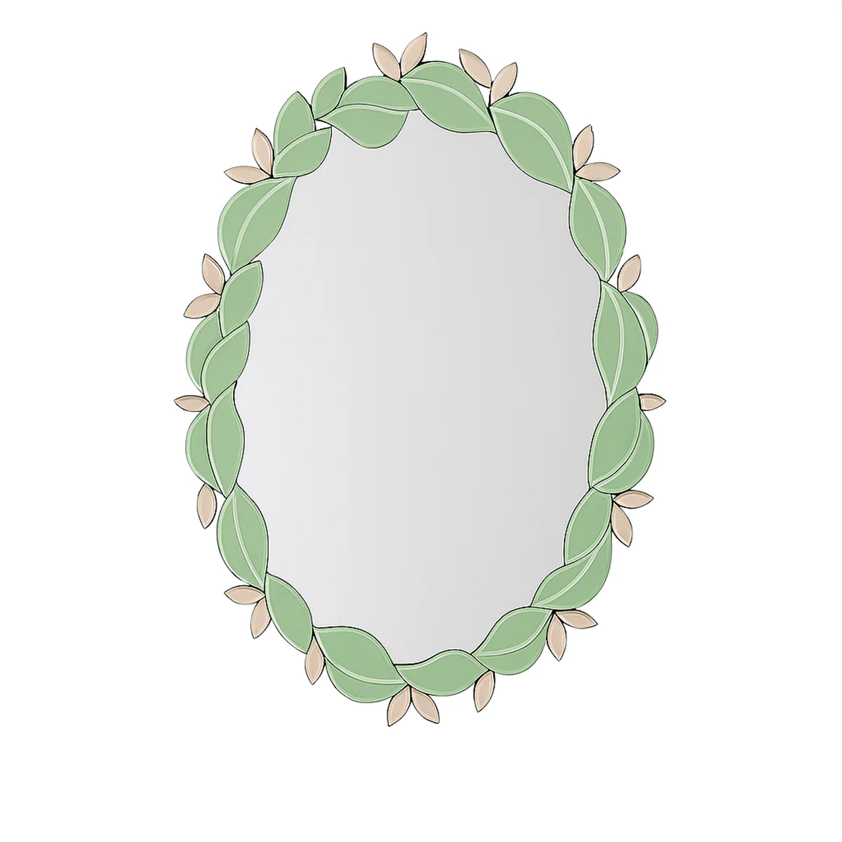 Pink & Green Oval Floral Art Deco Wall Mirror 80cm x 49cm - Image 8