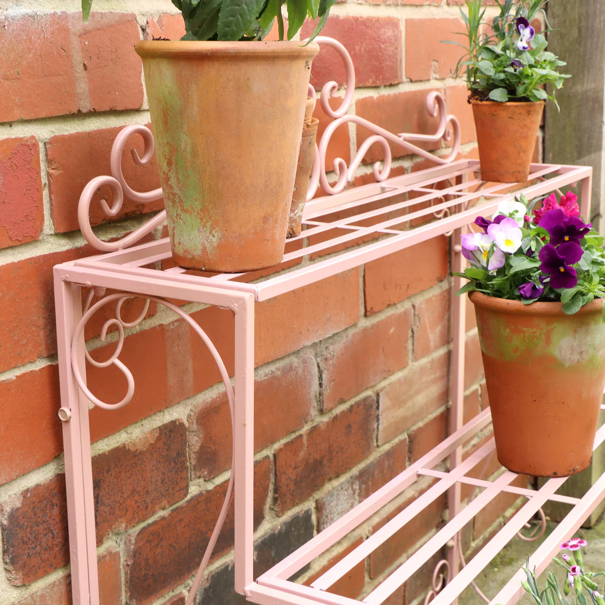 Pink Metal Three Tier Plant Theatre Stand - Image 4