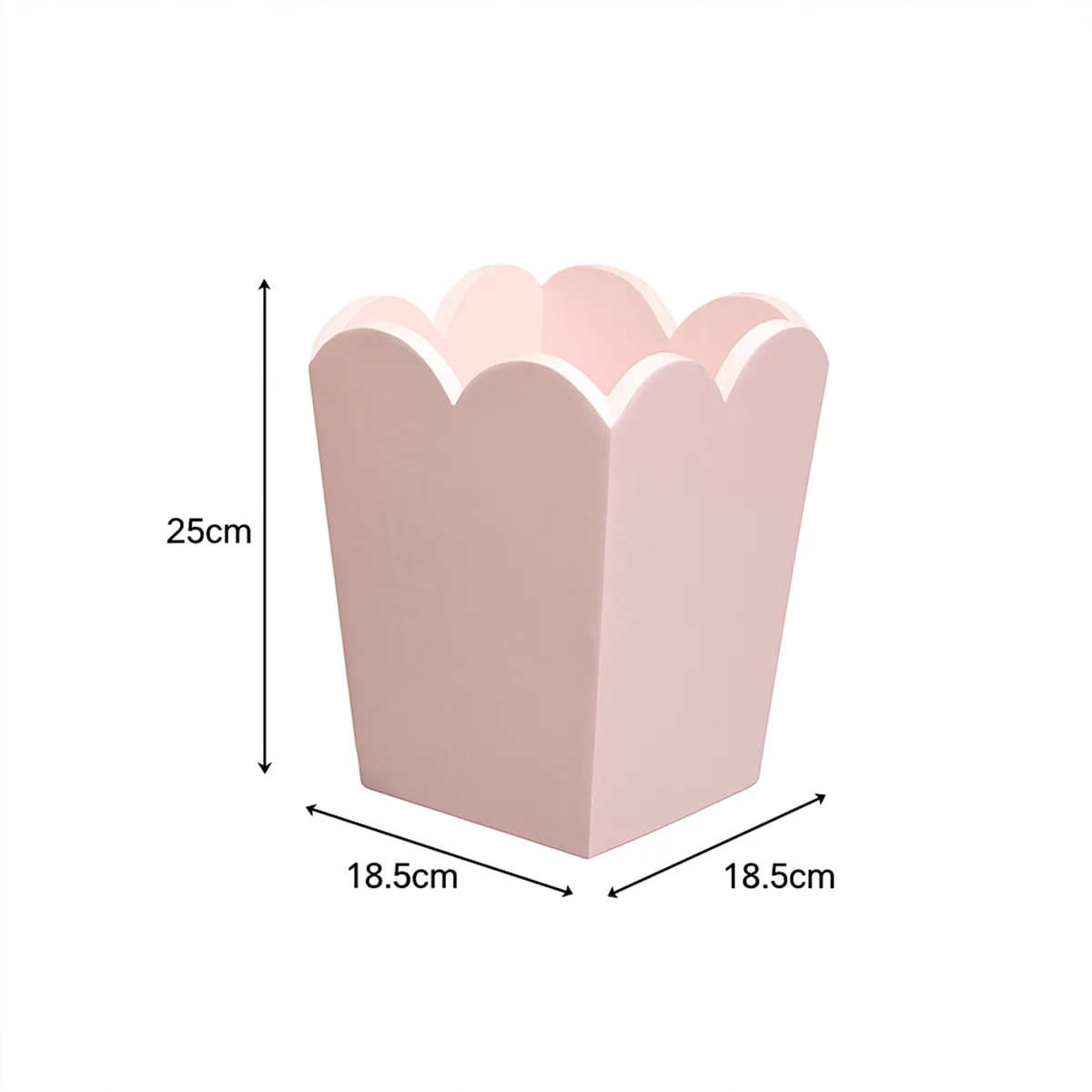 Pink Wooden Scalloped Edge Waste Paper Bin - Image 7