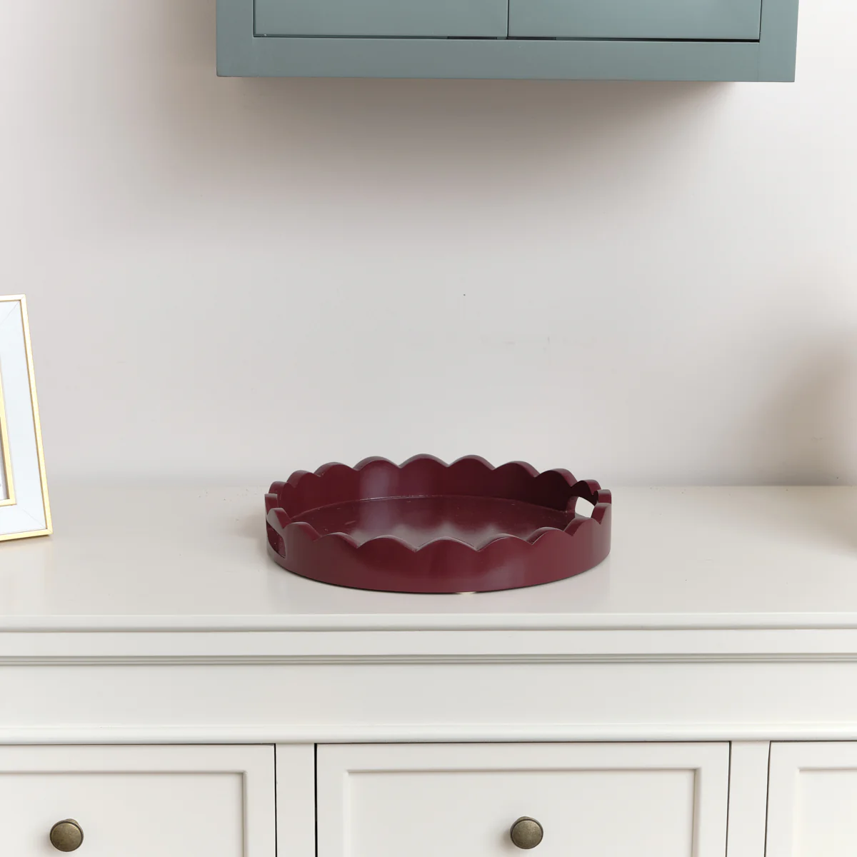 Plum Red Round Scalloped Tray 30cm - Image 3