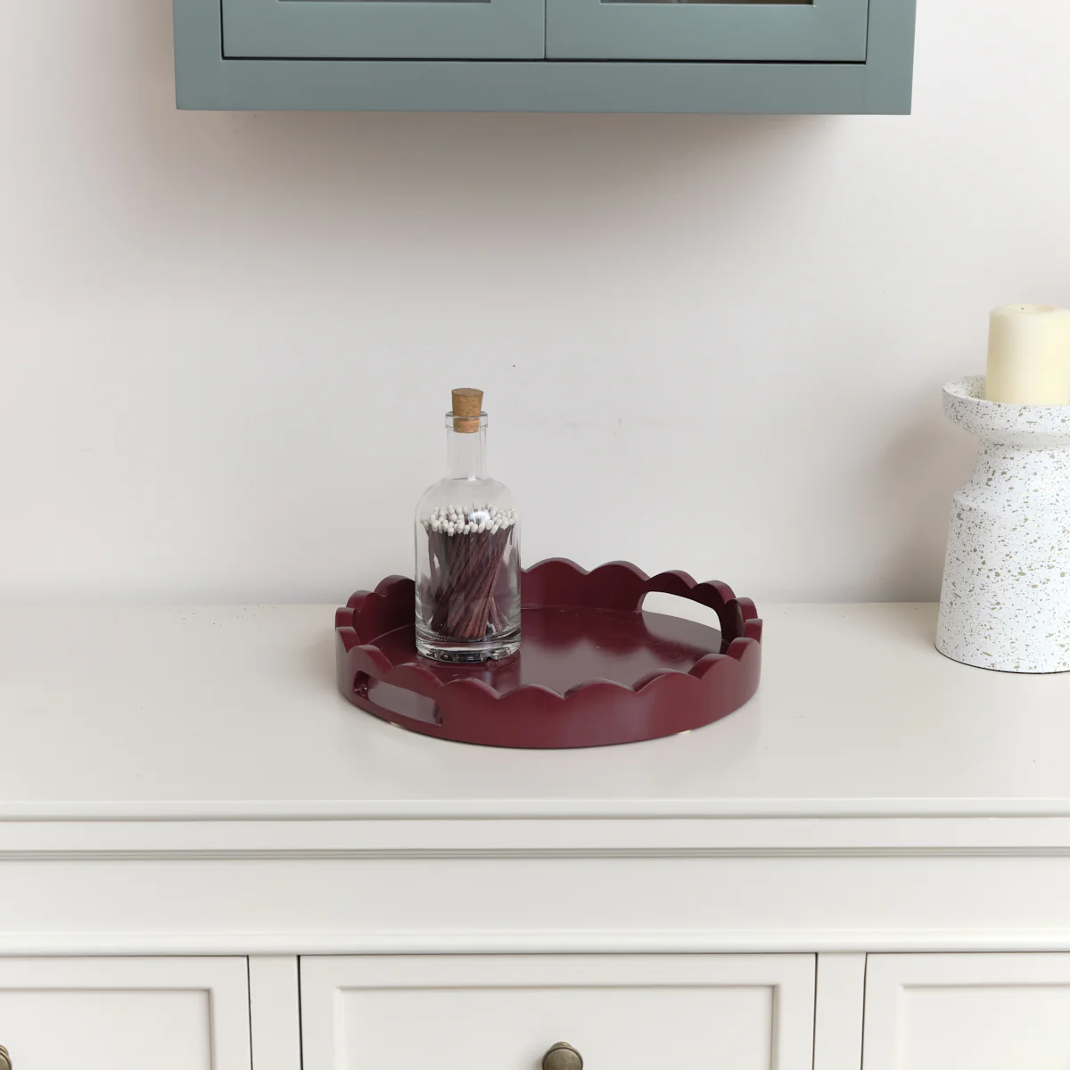 Plum Red Round Scalloped Tray 30cm - Image 4