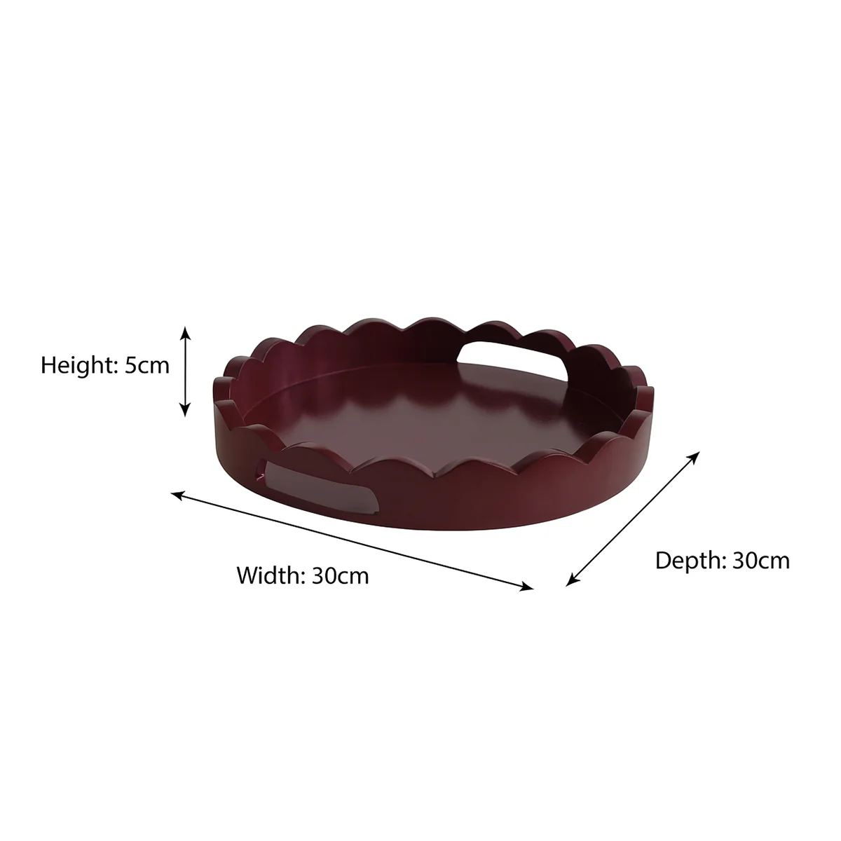 Plum Red Round Scalloped Tray 30cm - Image 5