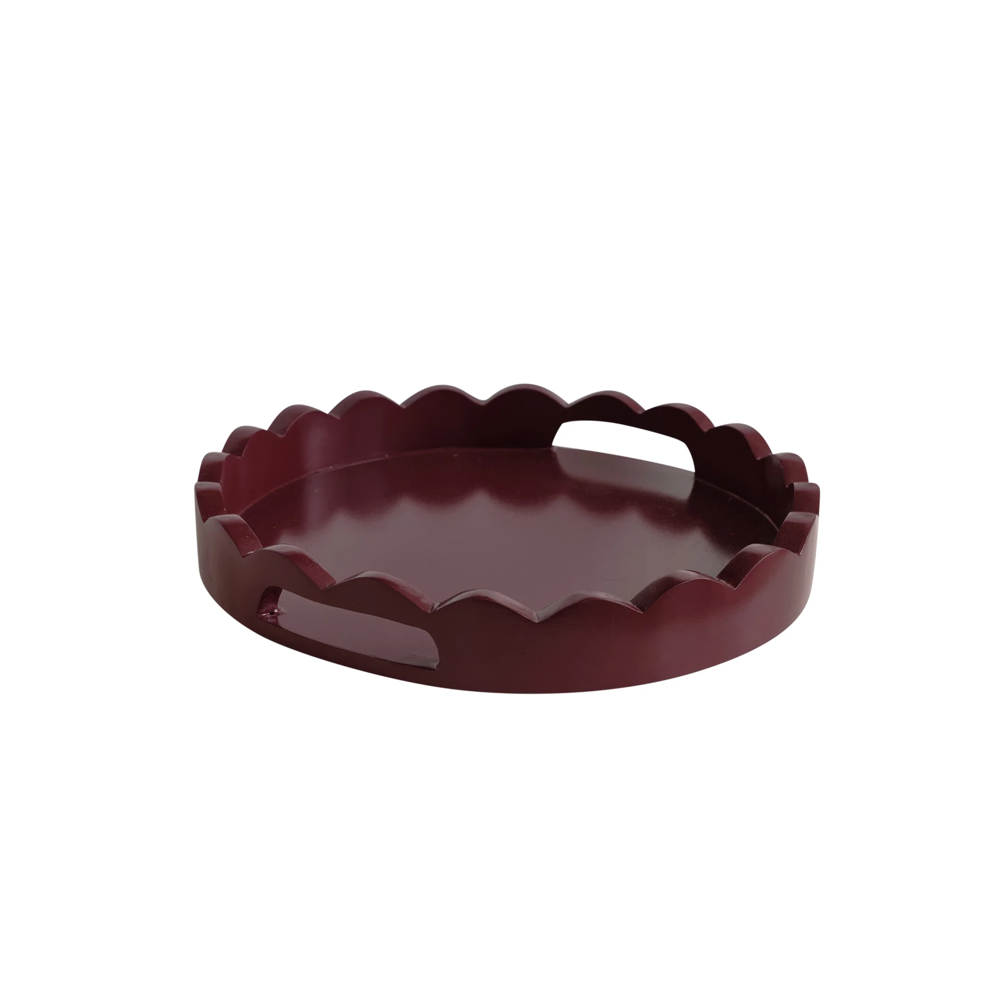 Plum Red Round Scalloped Tray 30cm - Image 6