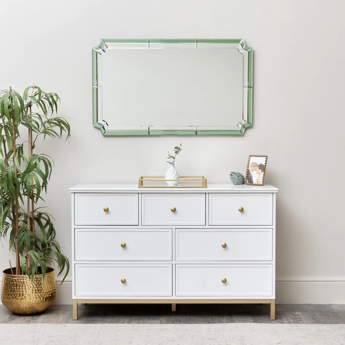 Rectangle Green Glass Art Deco Wall Mirror 60cm x 100cm - Image 3