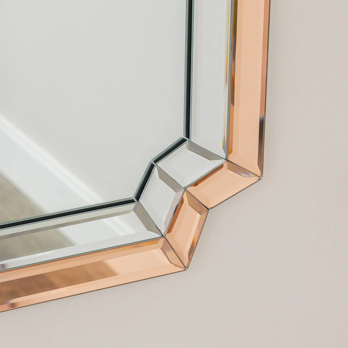 Rectangle Pink Glass Art Deco Wall Mirror 60cm x 100cm - Image 3