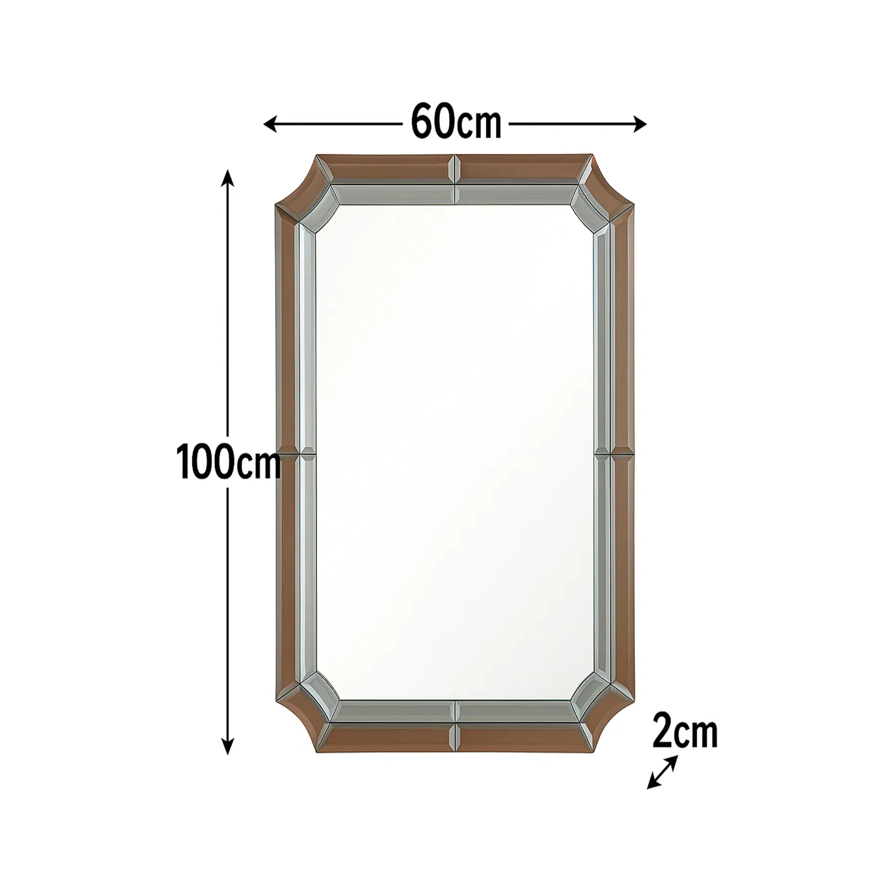Rectangle Pink Glass Art Deco Wall Mirror 60cm x 100cm - Image 7