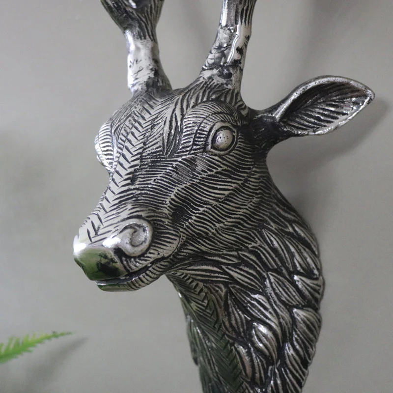 Silver Metal Wall Mounted Stag Head - 18cm x 43cm - Image 3