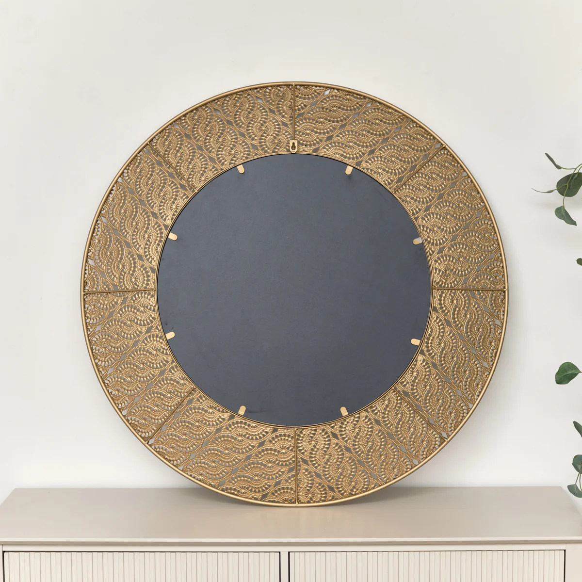 Round Antique Gold Effect Filigree Mirror 90cm x 90cm - Image 6