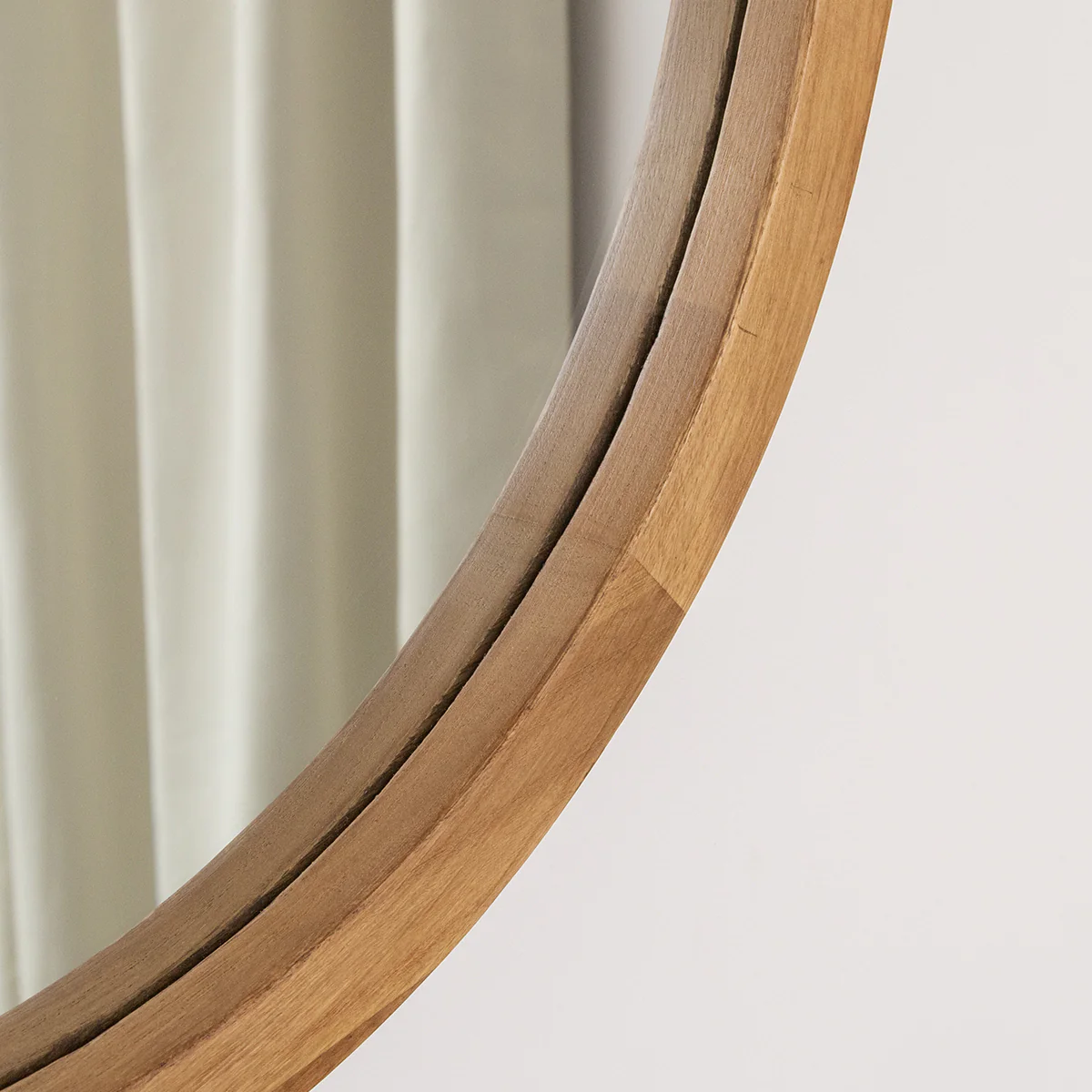 Round Dark Wood Frame Mirror - 55cm - Image 3