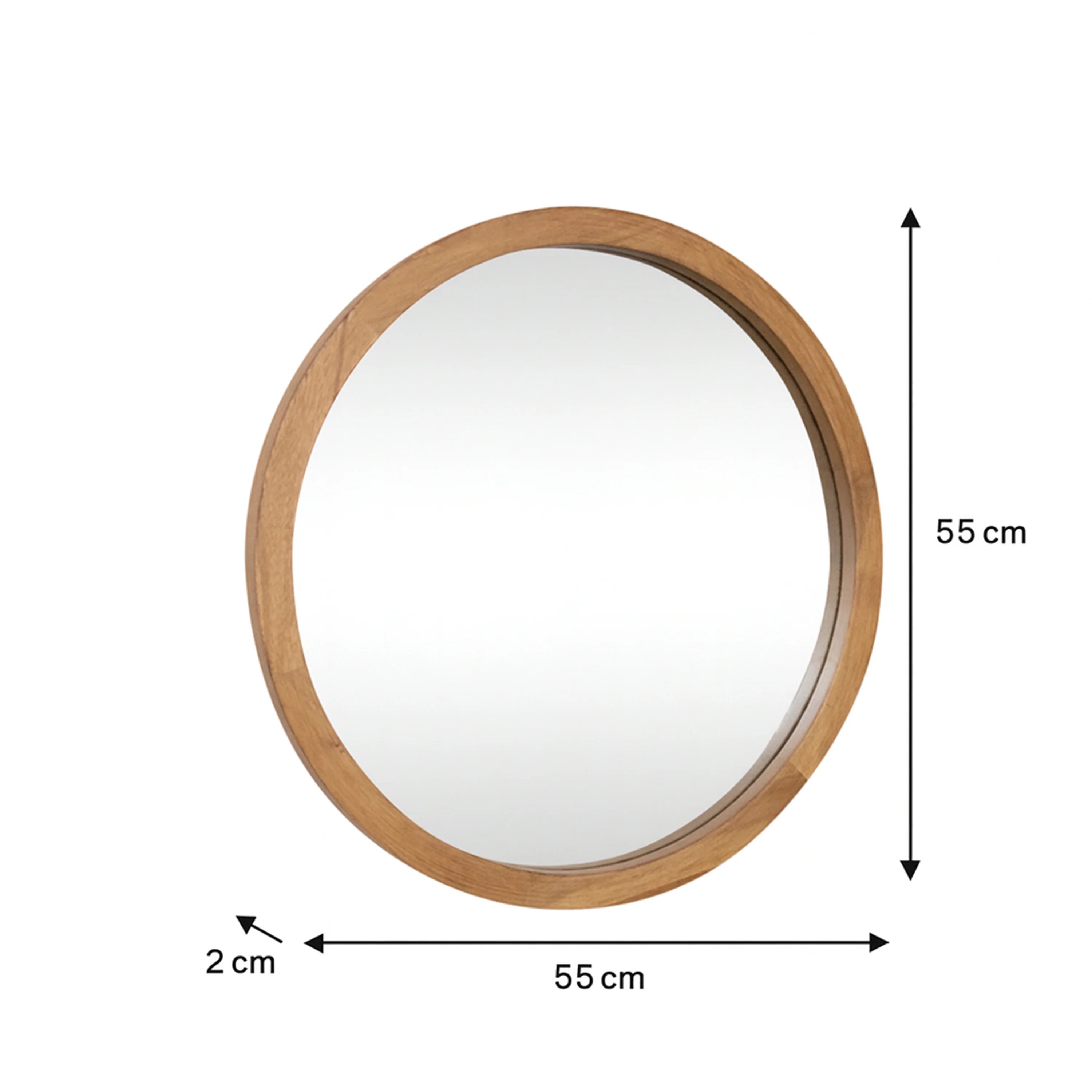 Round Dark Wood Frame Mirror - 55cm - Image 7