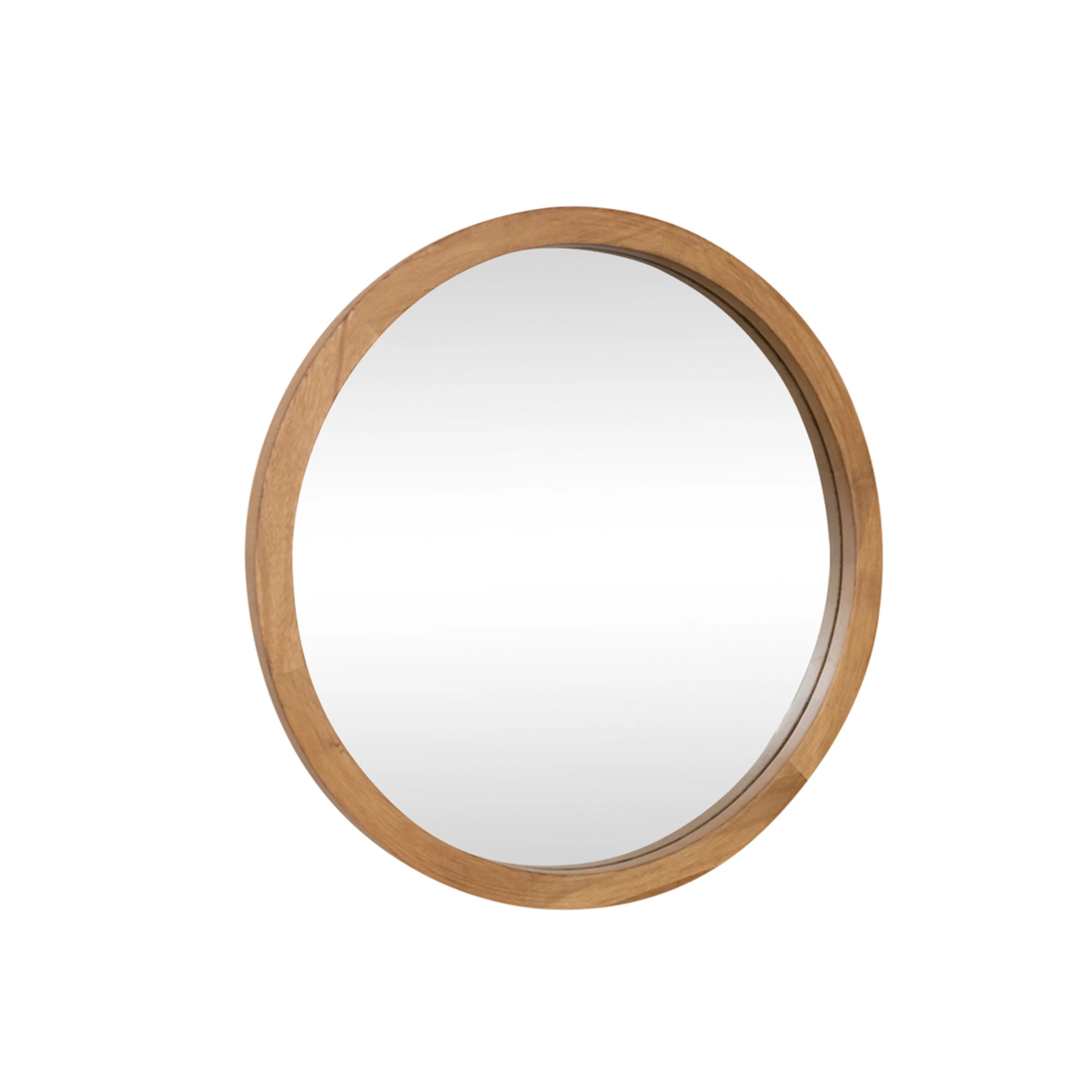Round Dark Wood Frame Mirror - 55cm - Image 8