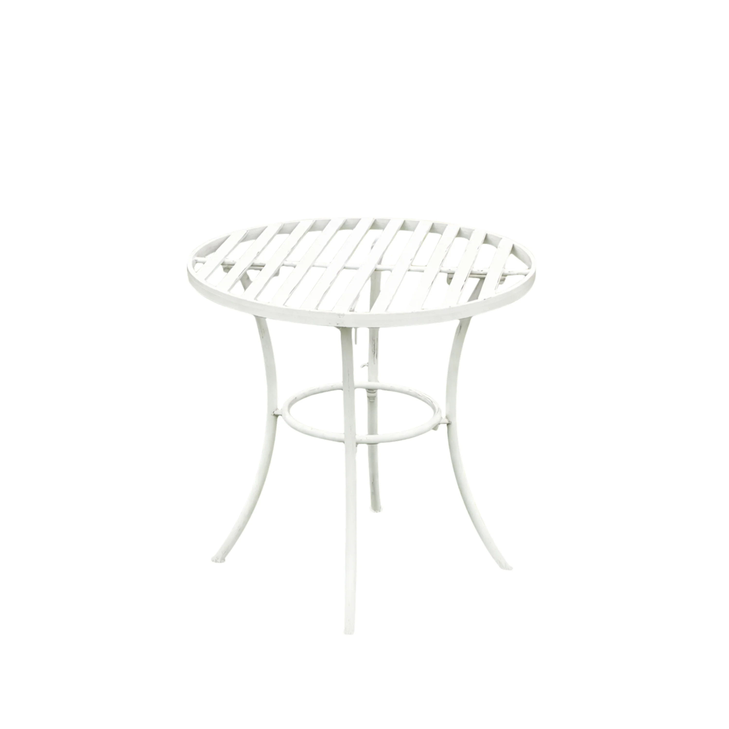 Round Distressed White Garden Side Table - 50cm x 50.5cm - Image 6