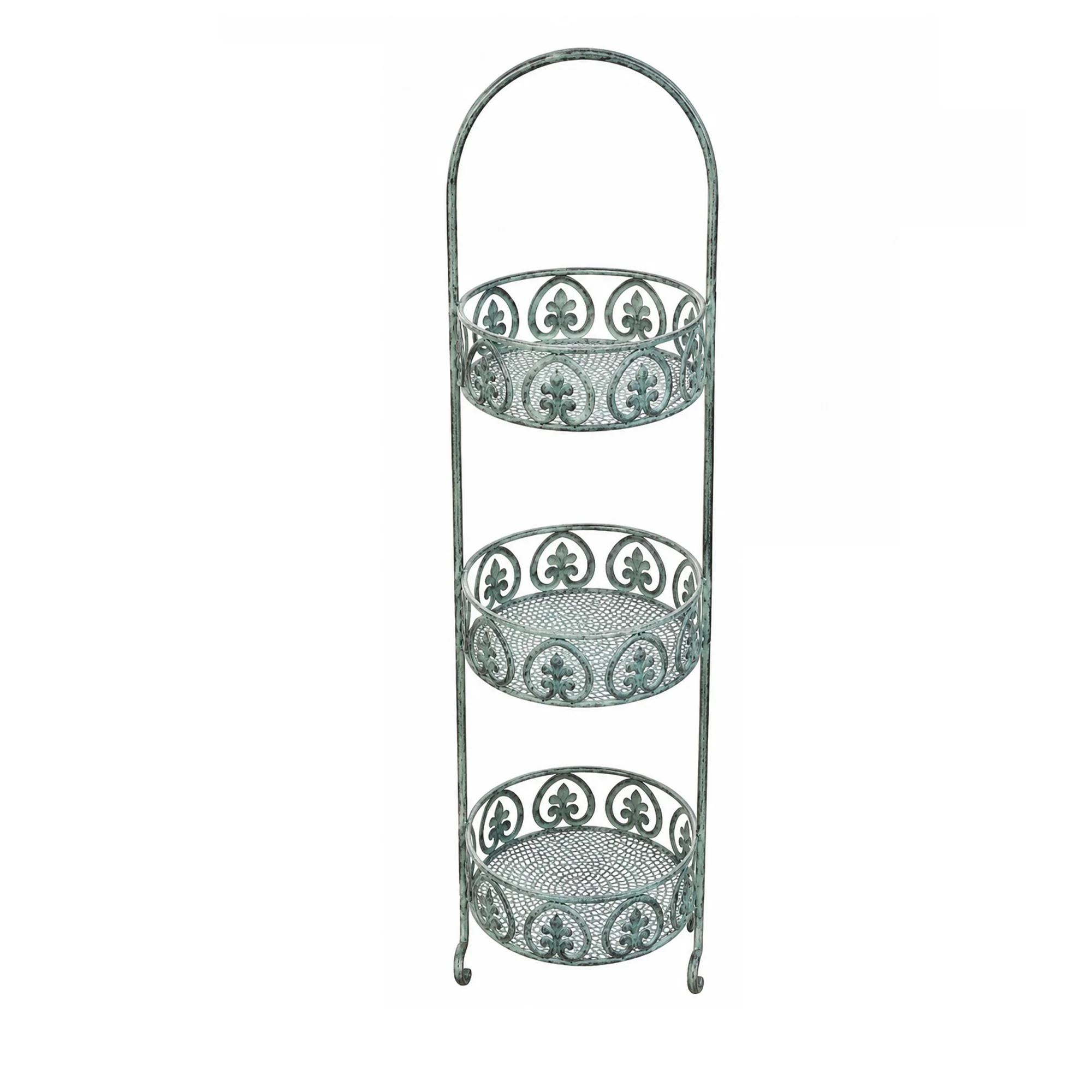 Round Garden Rustic Metal 3 Tier Shelving Unit - Image 5