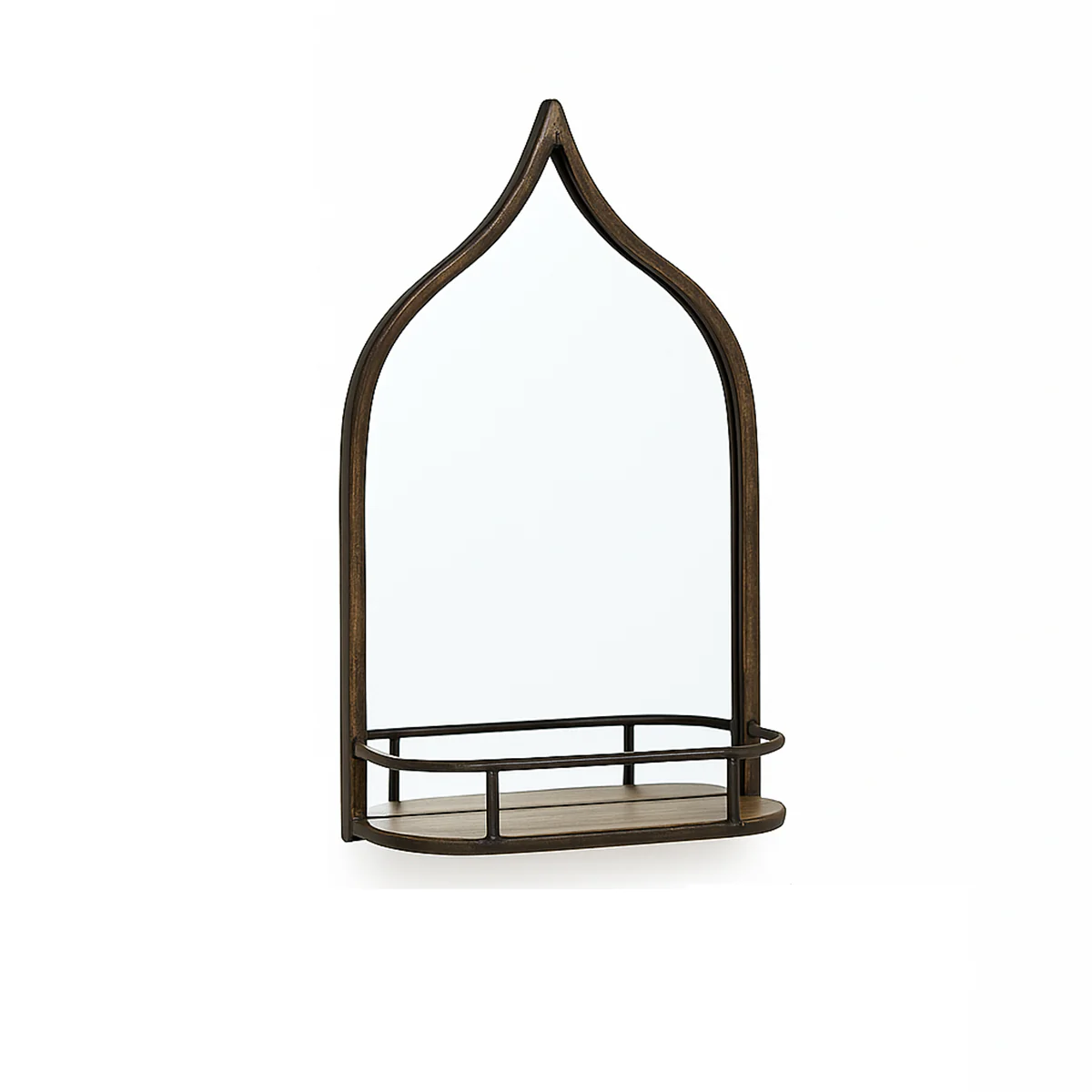 Rustic Metal Arched Mirror With Gold Shelf - 48cm x 30cm - Image 4