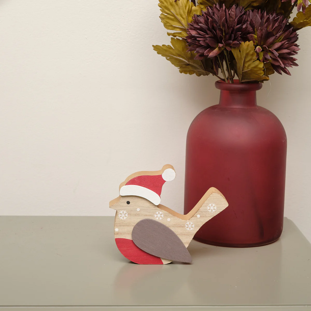 Rustic Wooden Red Robin Christmas Ornament - Image 3