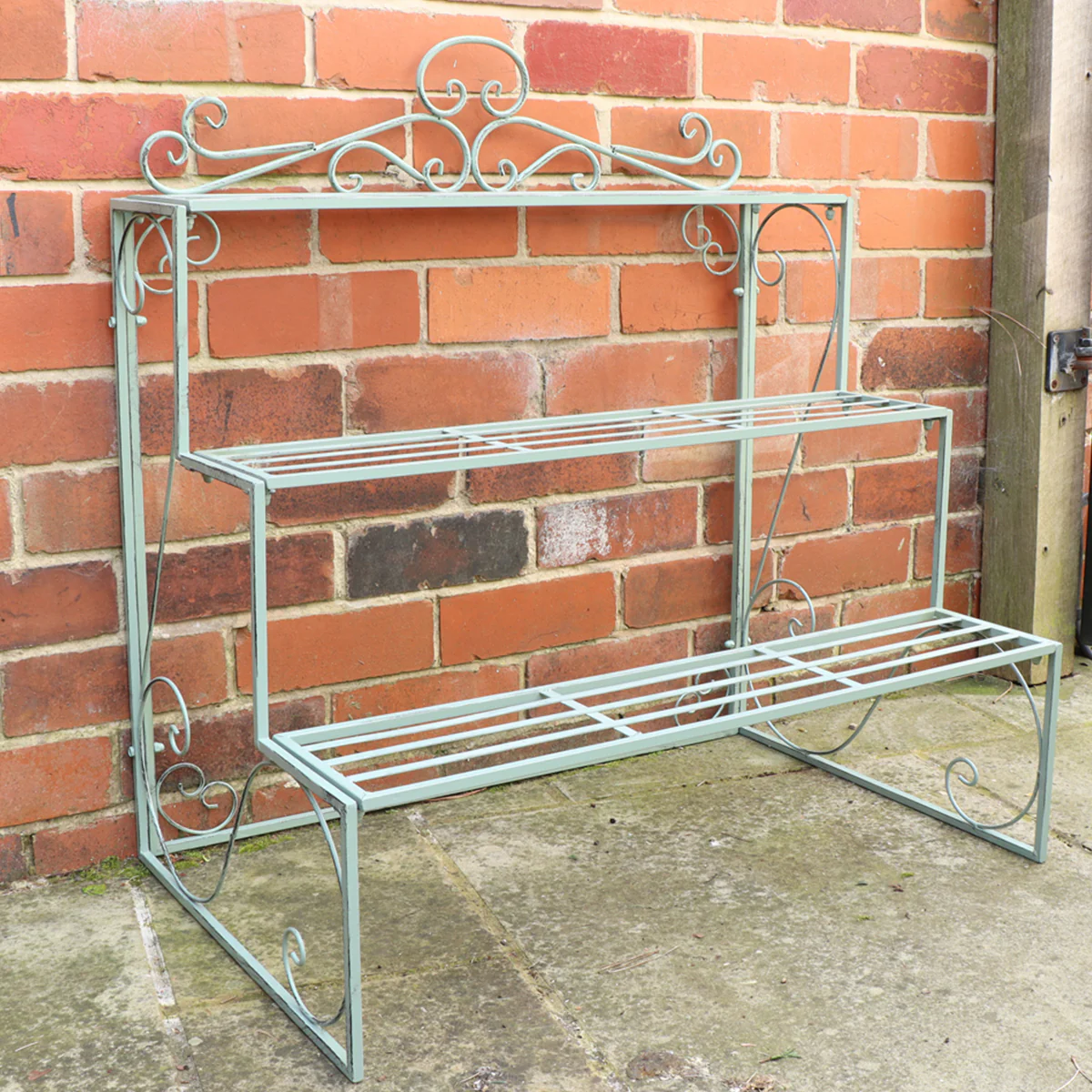 Sage Green Metal Three Tier Plant Theatre Stand - Image 6