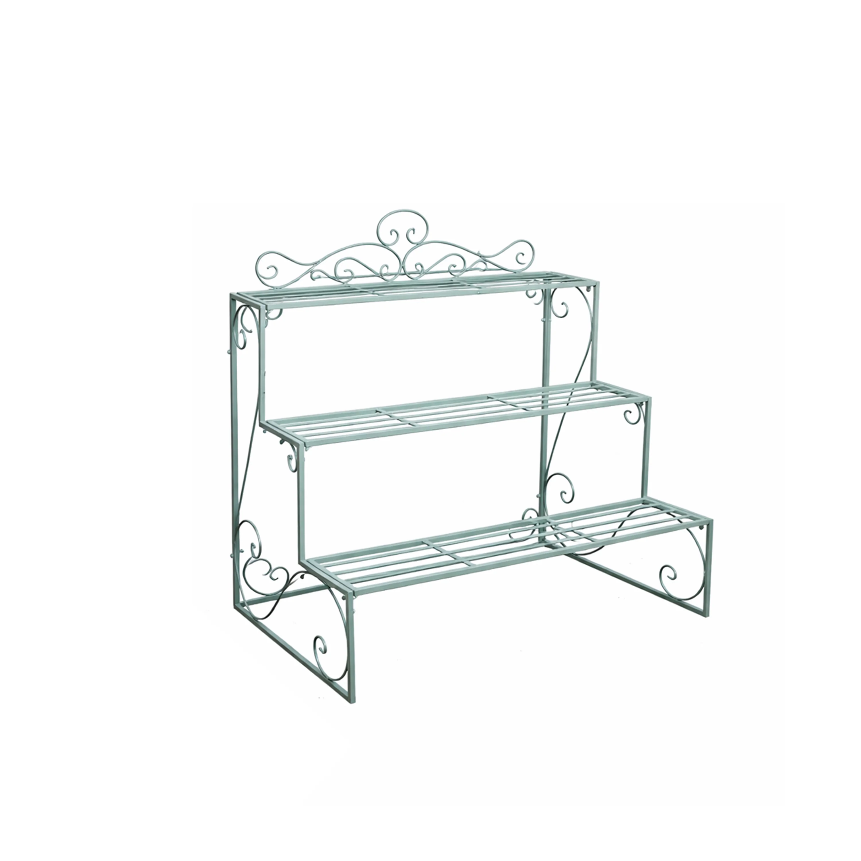 Sage Green Metal Three Tier Plant Theatre Stand - Image 8
