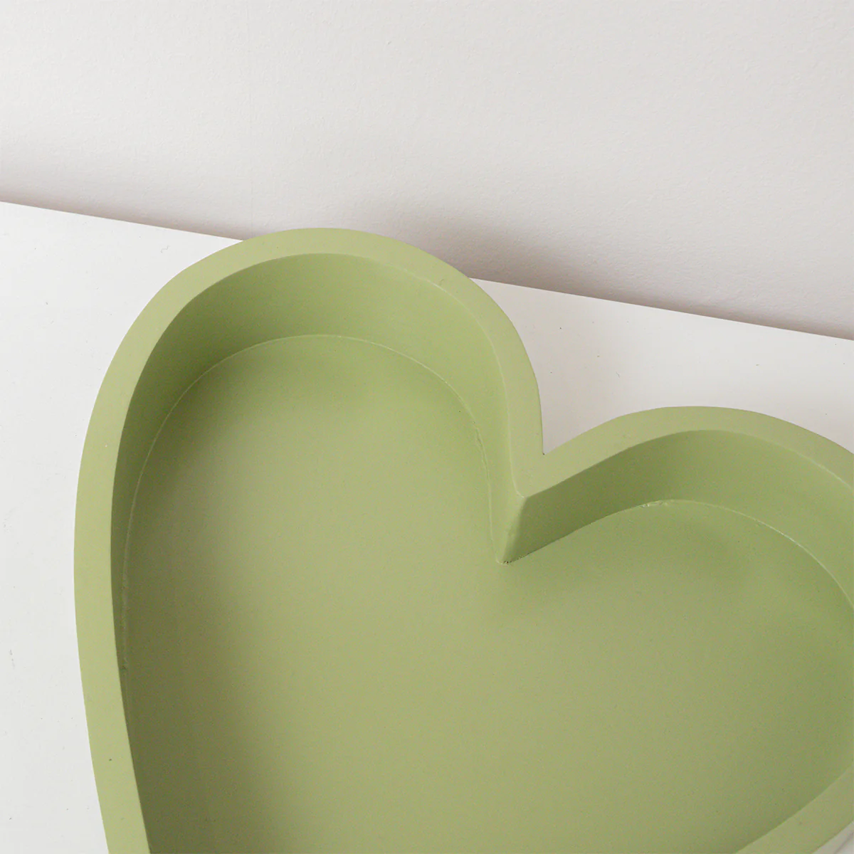 Sage Green Painted Wood Heart Display Tray - 25cm - Image 2