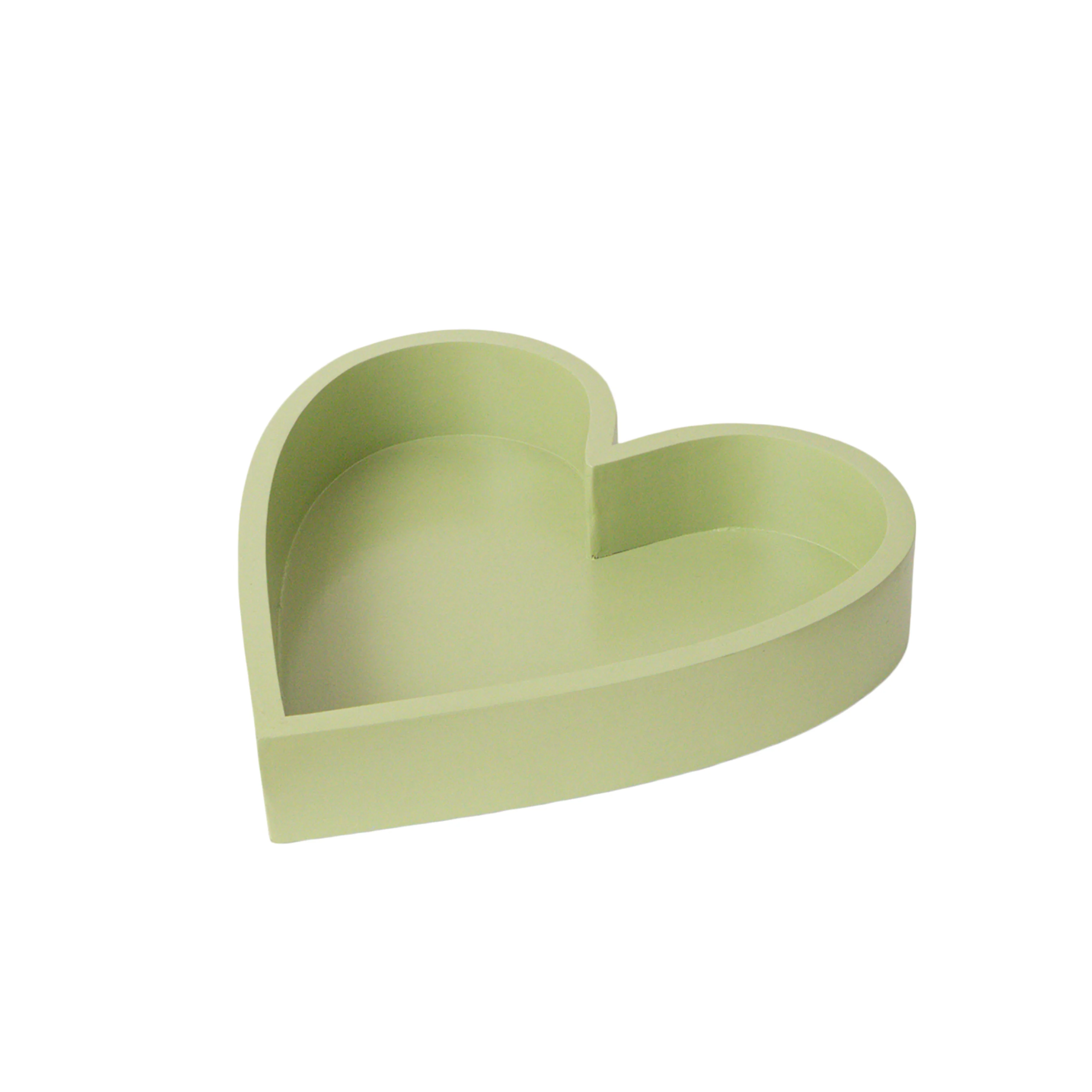 Sage Green Painted Wood Heart Display Tray - 25cm - Image 6