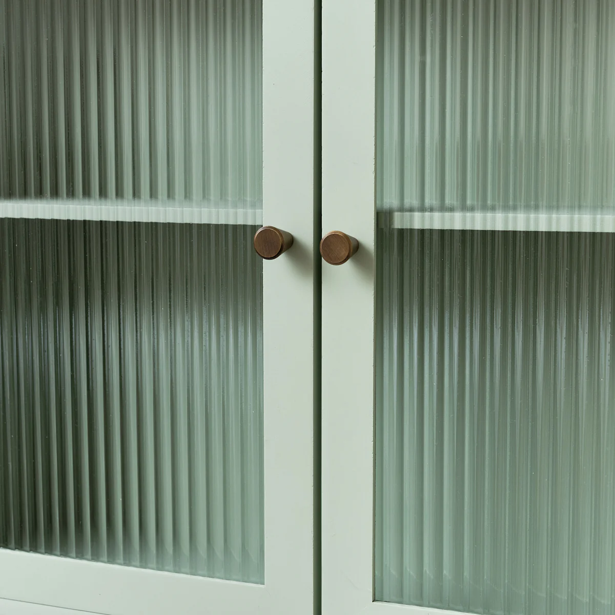 Sage Green Reeded Glass Wall Cabinet with Drawers - Image 4