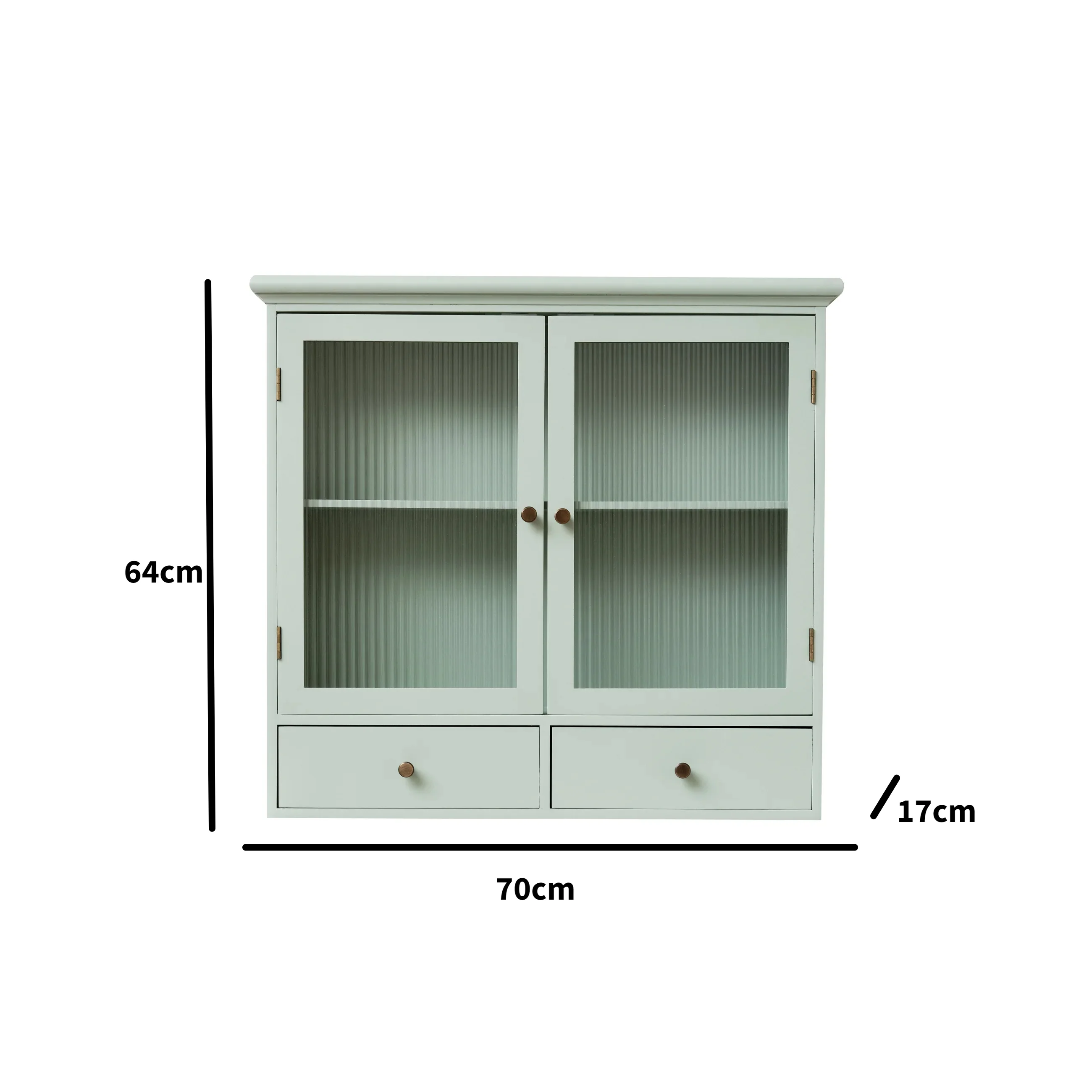 Sage Green Reeded Glass Wall Cabinet with Drawers - Image 7